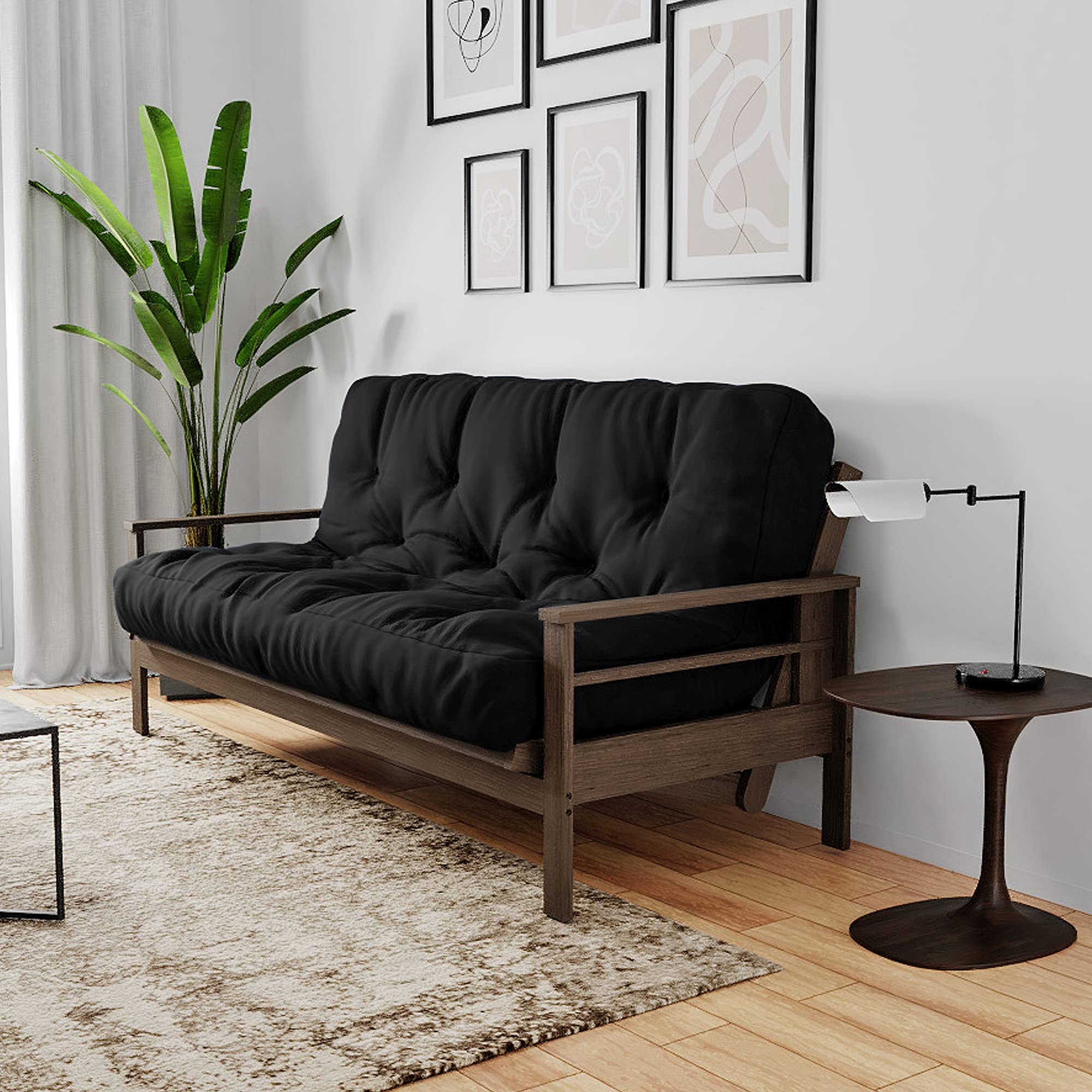 Royal Sleep Products by The Futon Factory 8 Inch Twin Size Foam Futon Mattress - CertiPUR-US Certified, Made in USA - Solid Black Fabric (Frame Not Included) - Perfect for Guest Rooms, Dorms & Small Spaces