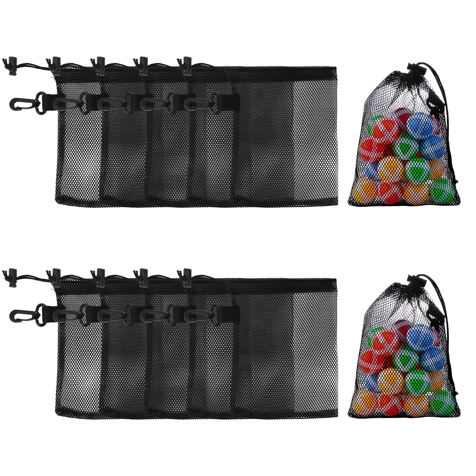12 Pack 5.9 x 7.9 Inch Mesh Drawstring Bags with Metal Clips - Breathable Storage Pouches for Toys, Sports Gear & Travel Accessories - Perfect for Organizing, Camping, Gym & Outdoor Activities