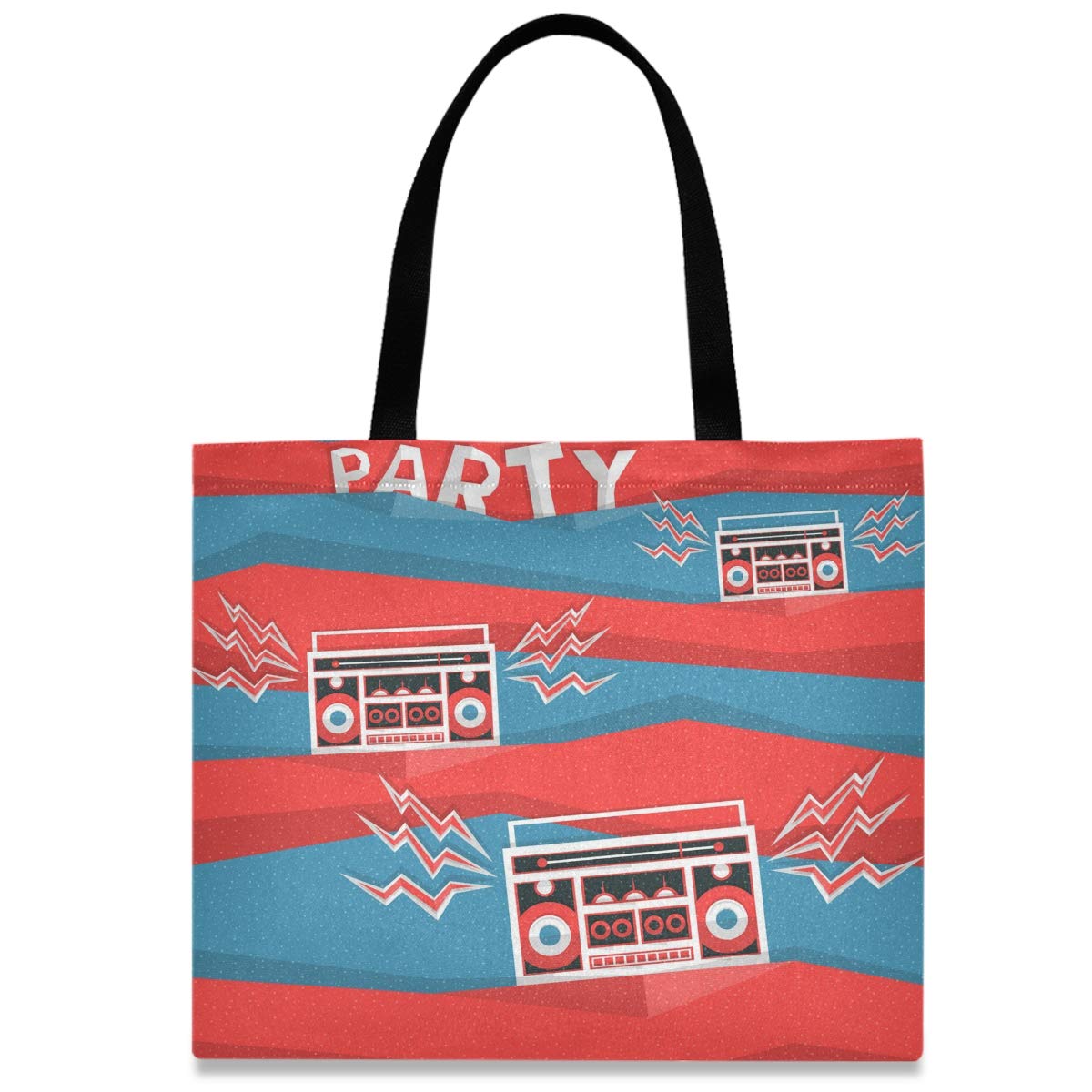 Stylish Canvas Tote Bag for Women - Vintage Audio Cassette Tape Design Reusable Grocery Shopping Bag - Large Capacity Work & Beach Tote - Perfect for Daily Commute, Grocery Trips & Weekend Getaways