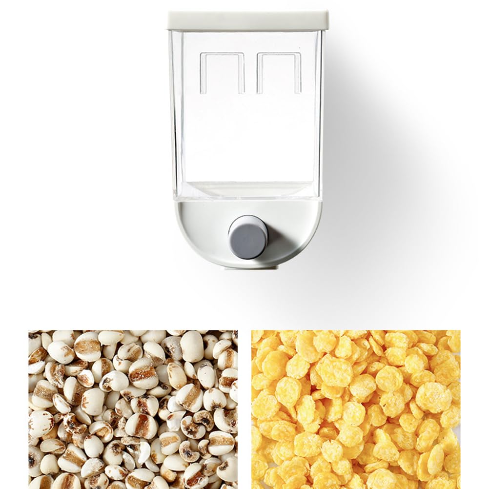 Wall Mounted Dry Food Dispenser - 1500ml Single Cereal Dispenser Box for Cereal, Grains, Nuts, Beans, Candy & Oatmeal Storage - White | Perfect for Kitchen Pantry Organization & Bulk Food Storage