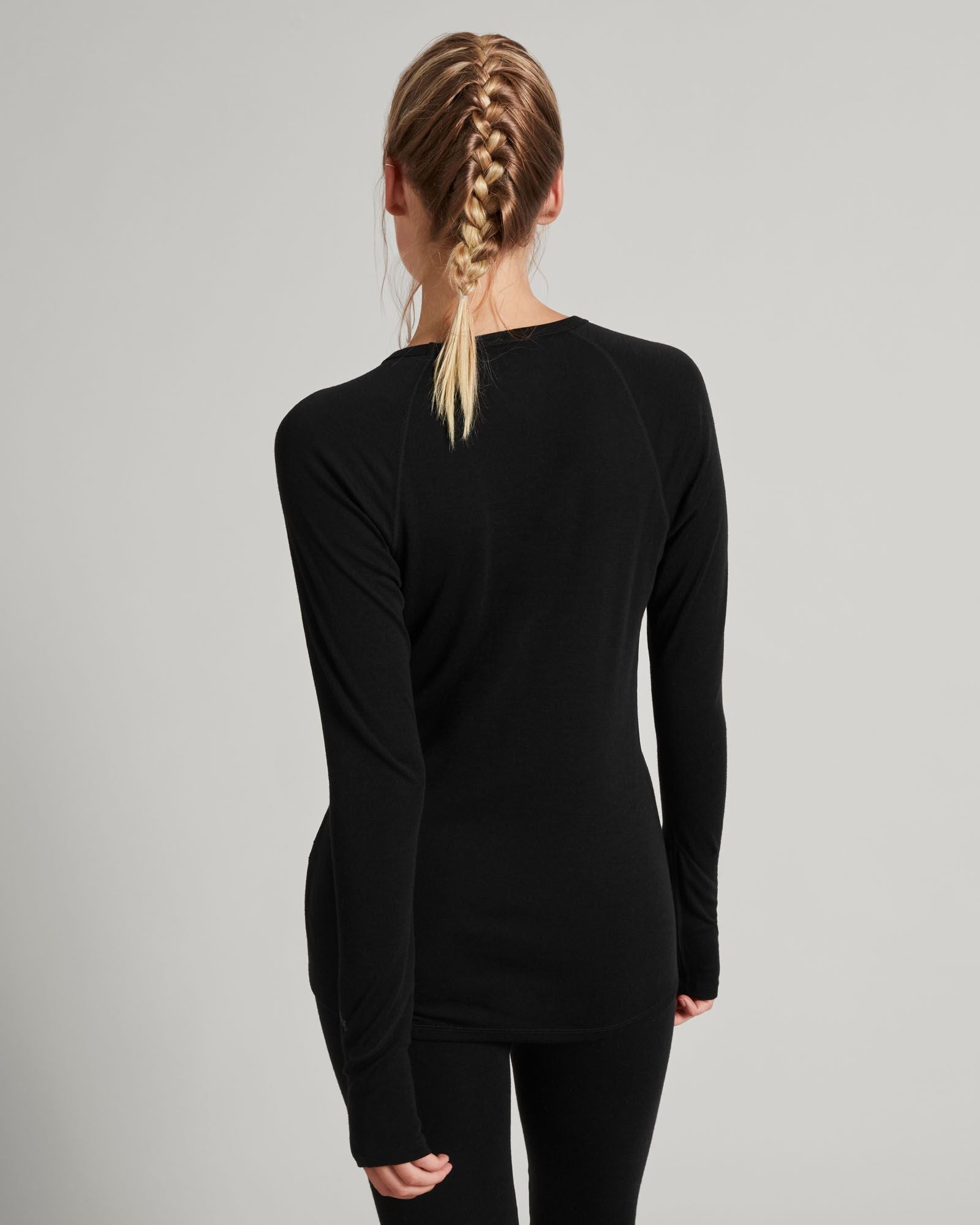 Premium Women's KMD Merino Wool Baselayer Long Sleeve Thermal Top - Black | Moisture-Wicking & Odor-Resistant | Ideal for Hiking, Skiing & Winter Outdoor Activities