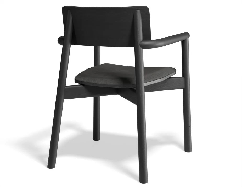 Black Ash Andi Armchair with Pad and Fabric Cushion - Modern Comfortable Lounge Chair for Living Room, Bedroom, or Office