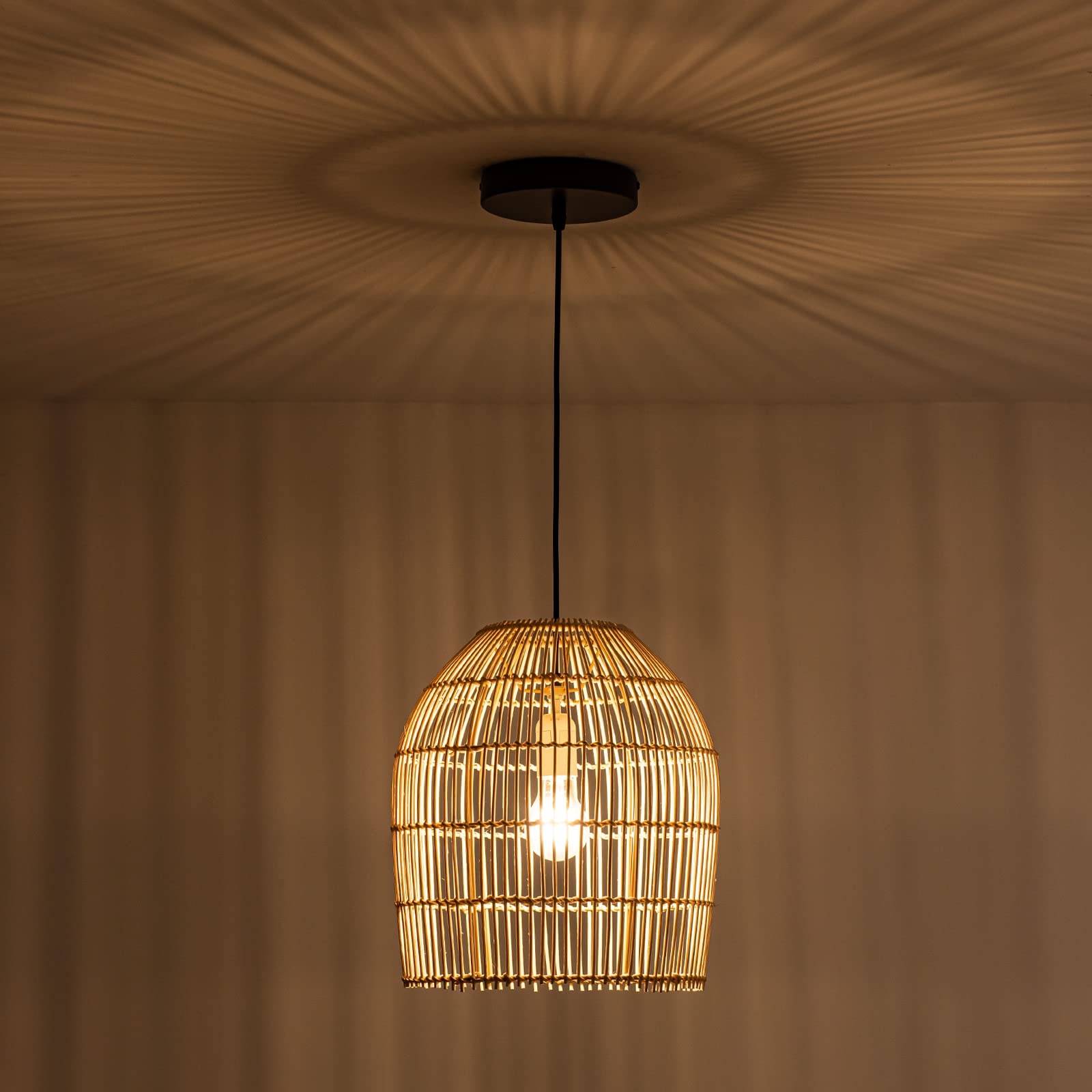 Handwoven Bamboo Rattan Pendant Light - 11.81