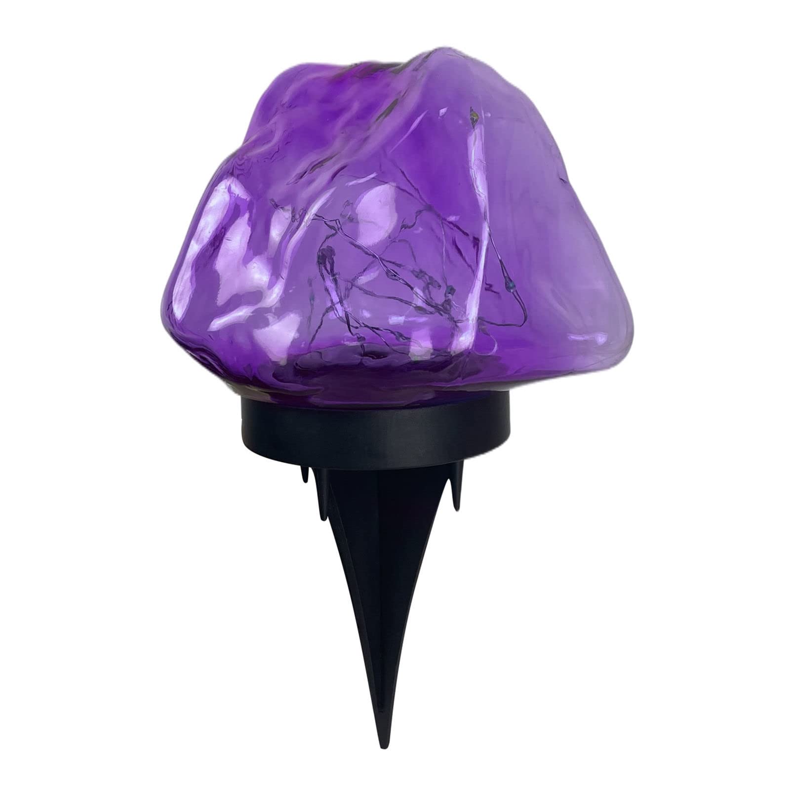 12 LED Solar Garden Lights Outdoor - Waterproof Disk Solar Lights, Creative Stone Shape In-Ground Lighting for Courtyard, Lawn, Yard, Driveway, Walkway & Pathway - Purple Solar Lights for Landscape & Garden Decoration