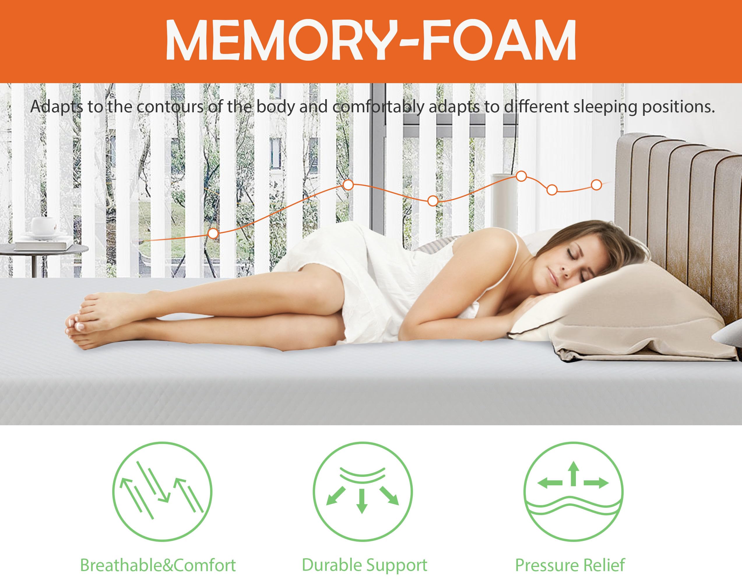 5/6/8/10/12 Inch Twin Size Cooling Gel Memory Foam Mattress with Cover - Green Tea Infused, Medium Firm Support for Pressure Relief & Cool Sleep, CertiPUR-US Certified Bed in a Box - Perfect for Guest Rooms, Dorms, RVs & Hot Sleepers