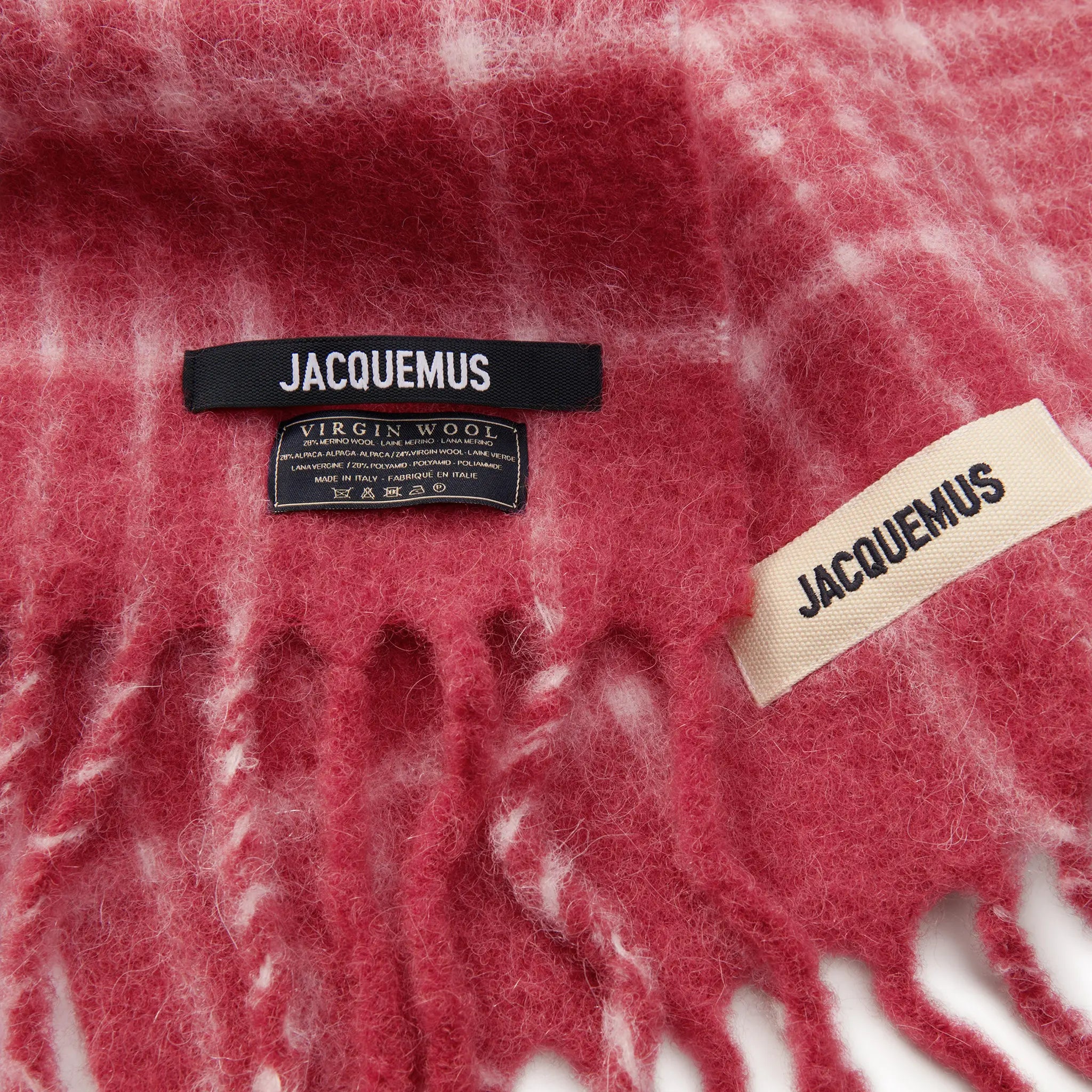 Jacquemus L'echarpe Carro Checked Red Scarf - Stylish Plaid Wool Scarf for Women & Men - Perfect for Winter Fashion, Outdoor Activities & Gift Giving