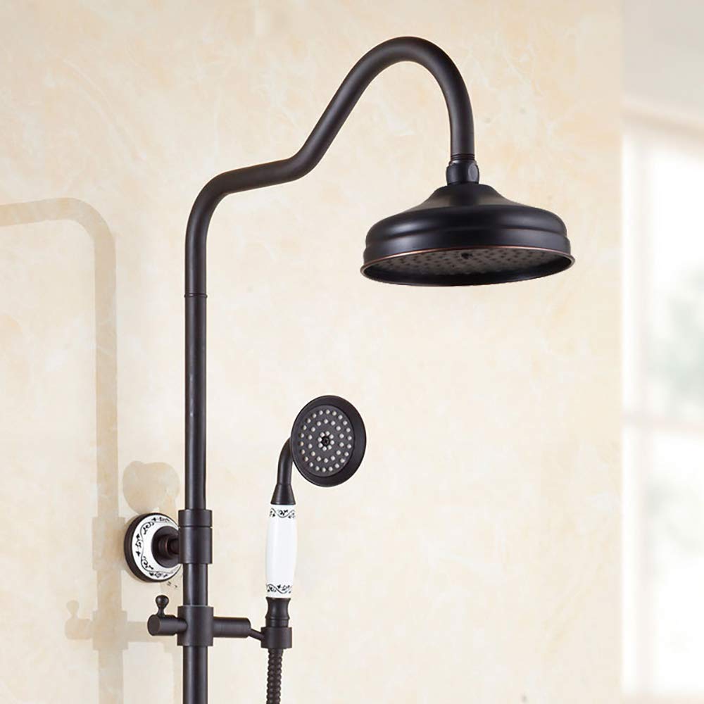 Premium Stainless Steel Pressure Balancing Shower System with Rainfall Shower Head & Adjustable Slide Bar - Matte Black Bathroom Faucet Set for Spa-Like Experience | Perfect for Modern Home, Hotel, and Luxury Bathroom Renovations