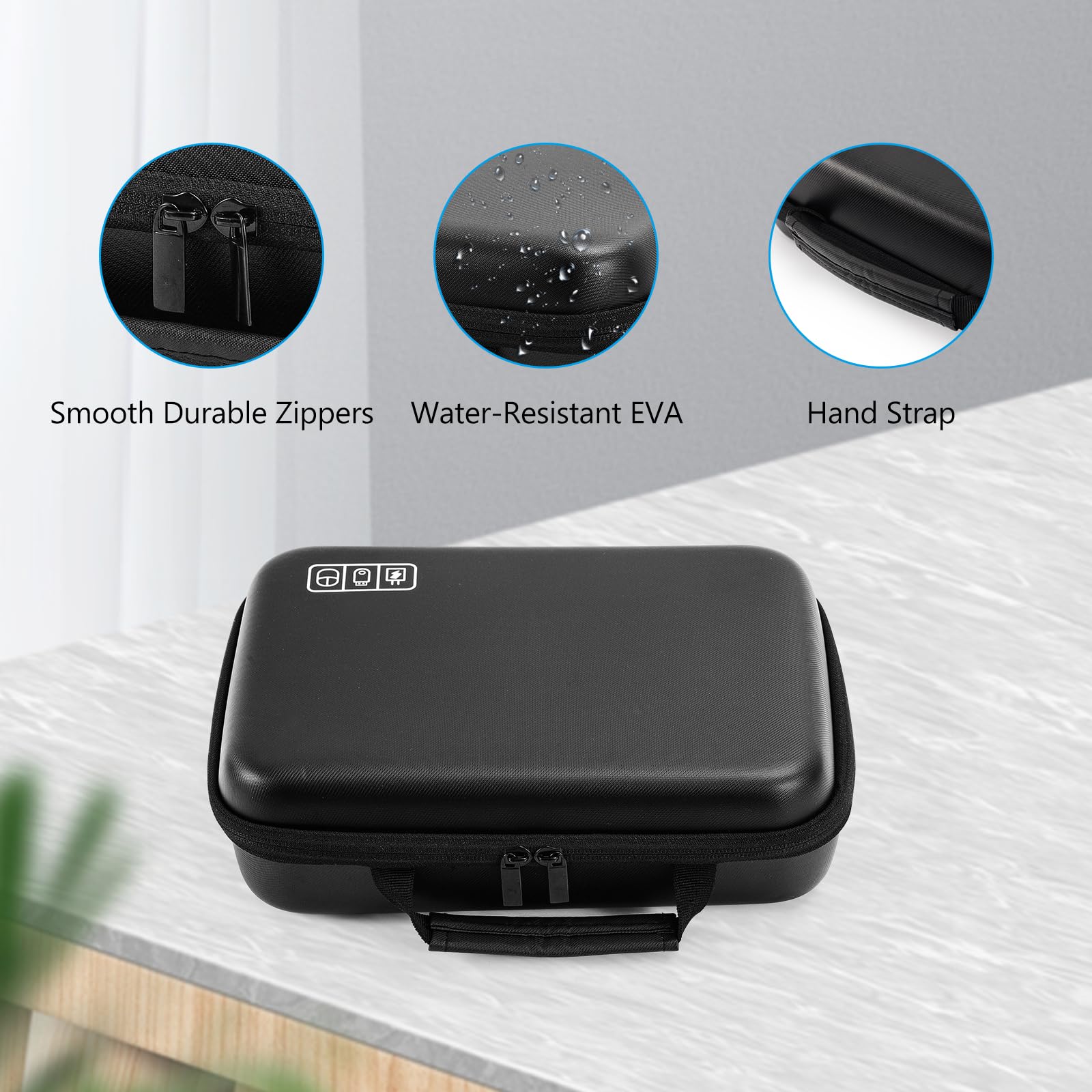 ProCase XL Black Hard Travel Electronic Organizer Case - Compatible with MacBook, Power Adapter, Chargers, Cables, Power Bank, Apple Magic Mouse, Apple Pencil, USB Flash Drive & SD Cards | Portable Accessories Bag for Business Travel, Office, and Daily Commute