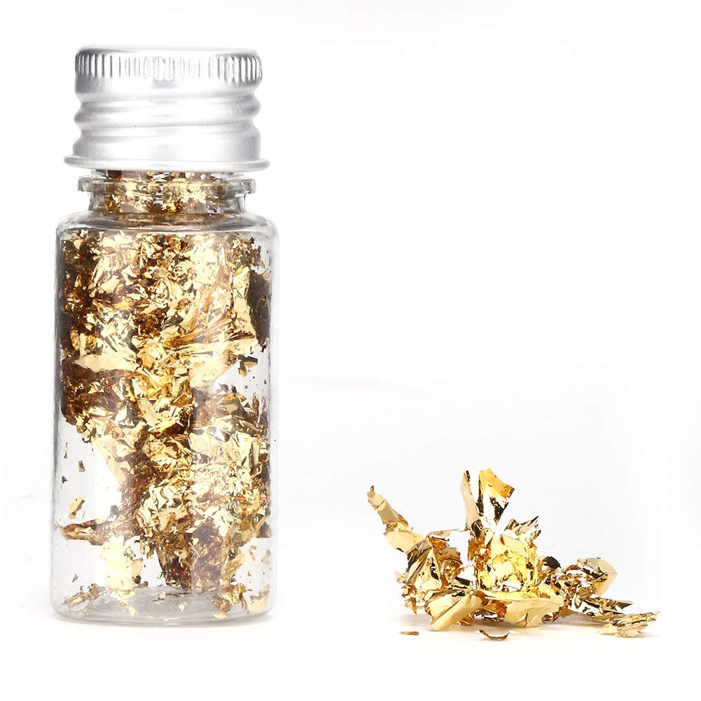 Premium 24K Gold Foil Flakes - 2 Pack Edible Imitation Gold Leaf for Jewelry Making, Resin Art, Nail Design, Cake & Dessert Decoration - Perfect for DIY Crafts, Wedding Cake Toppers & Luxury Gift Packaging