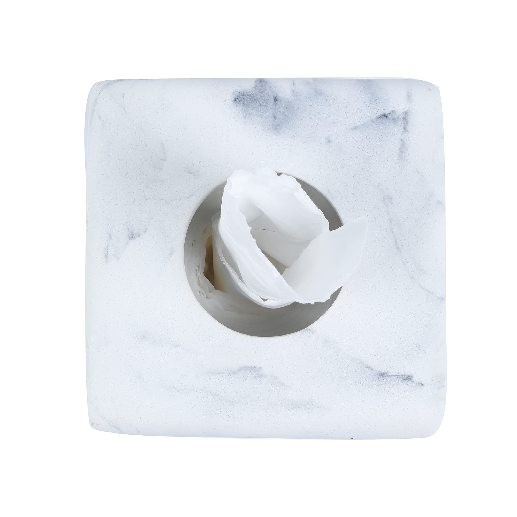 Hymmah Modern Square Tissue Box Cover Holder - Elegant Bathroom Vanity Decor, Unique Design for Countertops, Bedroom & Living Room - Perfect for Home, Office & Hotel Decorations