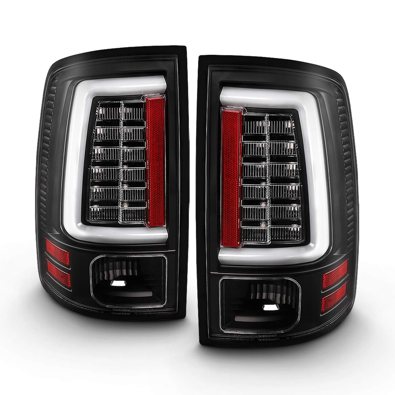 AKKON LED Tail Lights Replacement Pair for 2013-2018 Ram 1500/2500/3500 Pickup Trucks - Black C-Tube Bar Design with Lumiled Technology | Left + Right Set | Upgrade Your Truck's Style & Night Visibility
