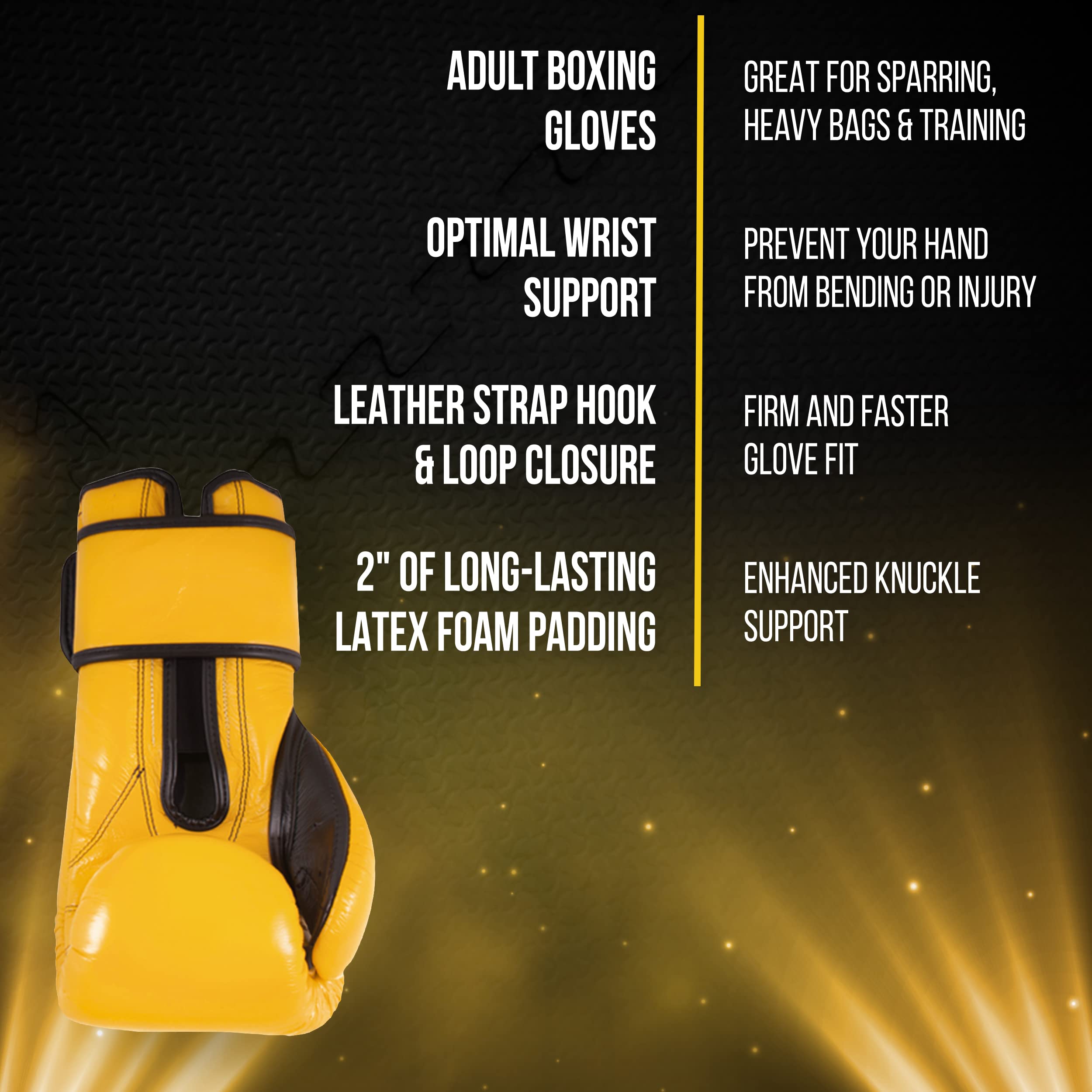 Cleto Reyes Premium Leather Training Gloves - Hook & Loop Closure, Attached Thumb for Boxing & MMA | Ideal for Sparring, Heavy Bag Work & Fitness Training
