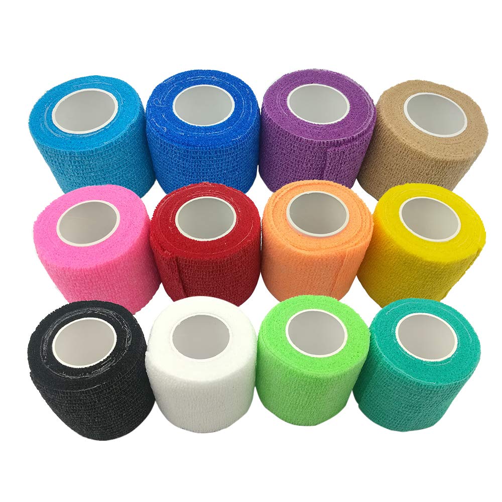 DE Rainbow Athletic Tape - 12 Pack Self Adhesive Cohesive Wrap Bandage (2