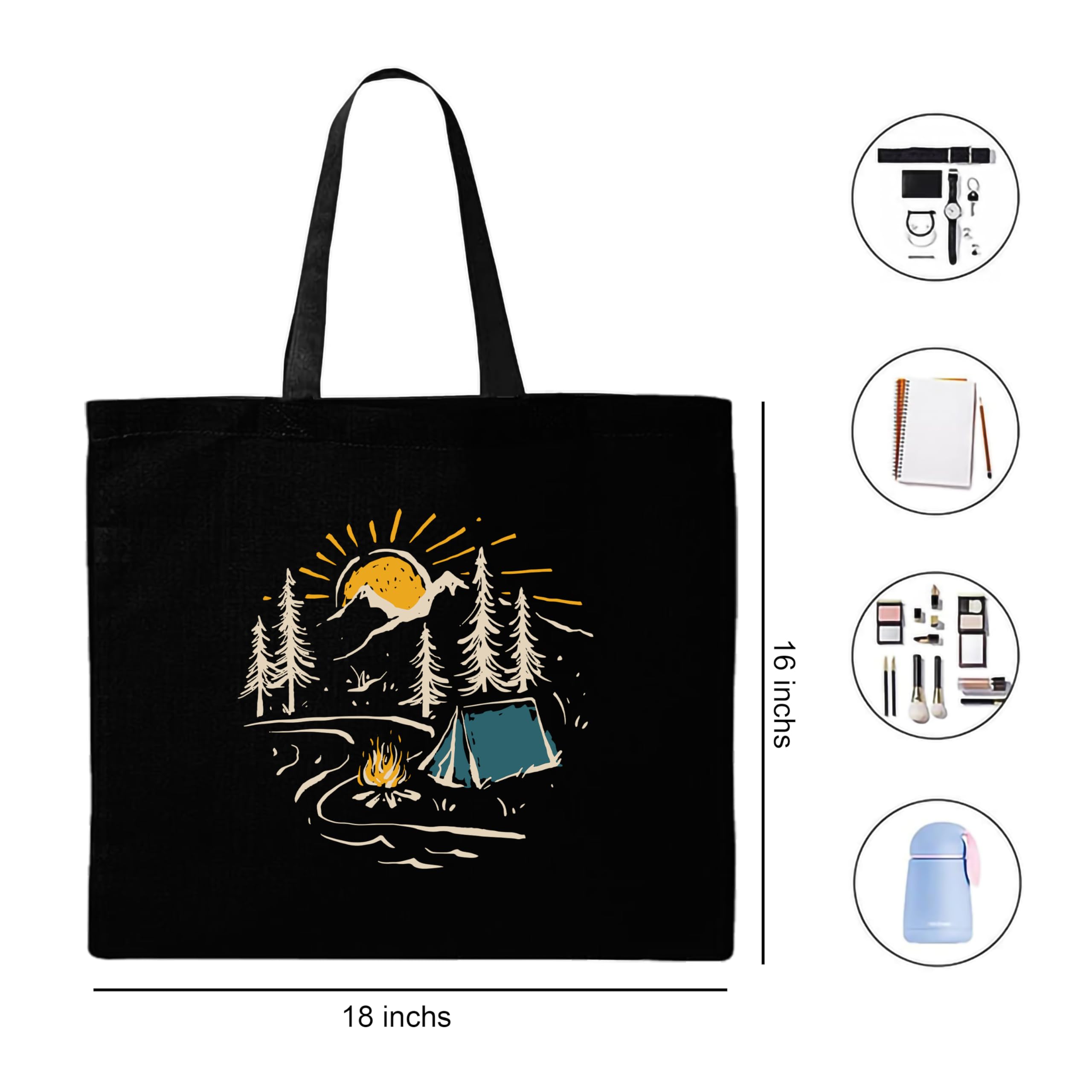 Darkbuck Canvas Tote Bag for Women & Men - Durable Zippered Shoulder Bag with Lock in Black | Perfect for Work, Travel, Shopping & Daily Use