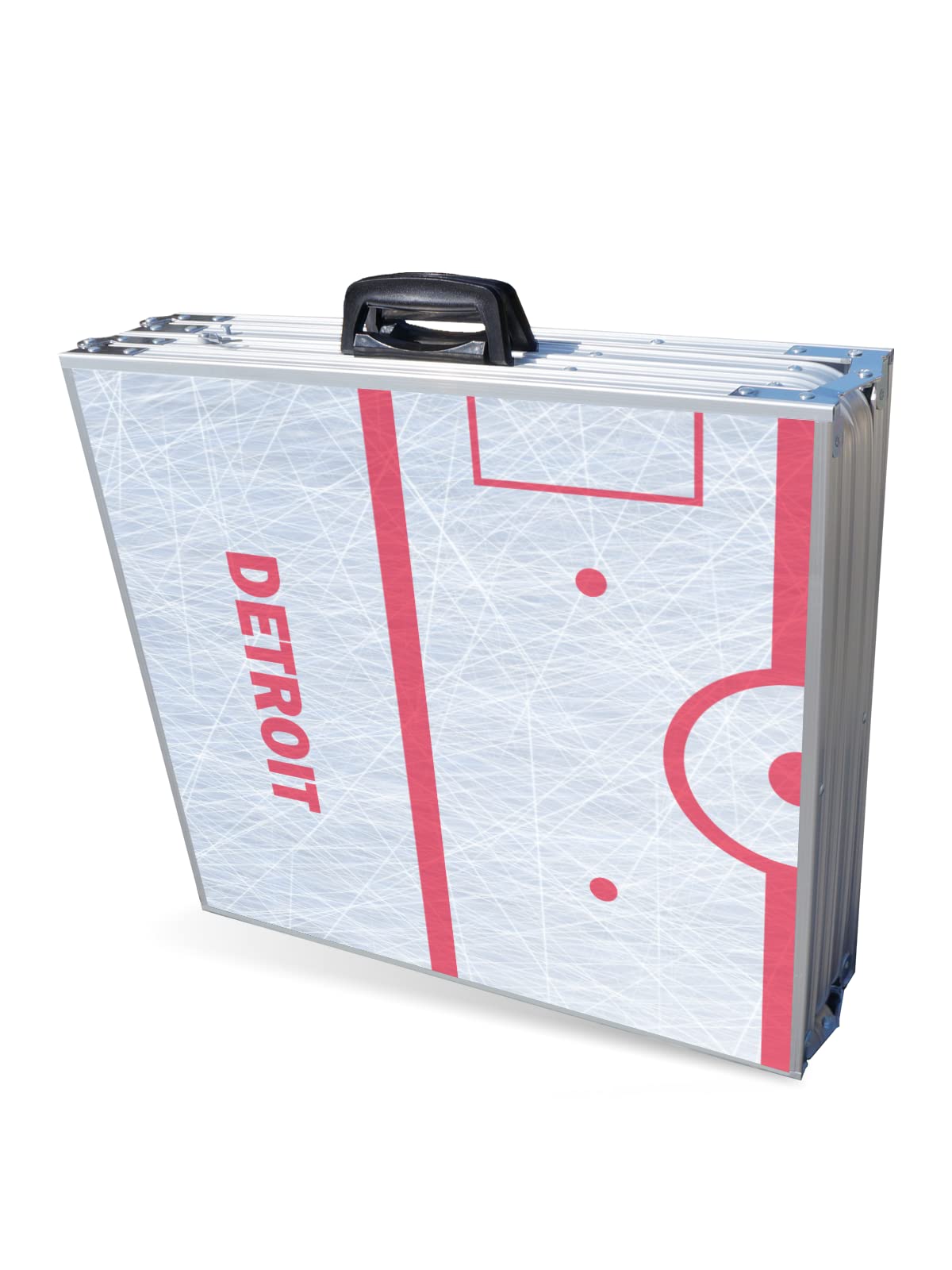 8-Foot Folding Portable Beer Pong Table with LED Lights & Optional Cup Holes - Detroit Hockey Rink Design for Parties, Tailgates & Game Nights - Choose Your Model