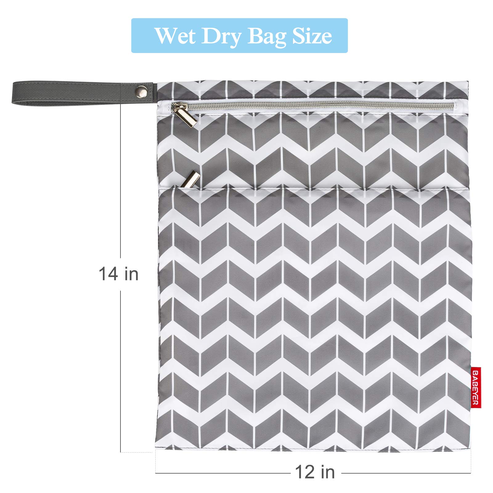 2Pcs Reusable Wet Dry Bags - Waterproof Washable Diaper Bags with Dual Zipper Pockets for Baby Cloth Diapers, Gym Clothes & Travel Essentials - Perfect for Daycare, Beach, Pool & On-the-Go Organization