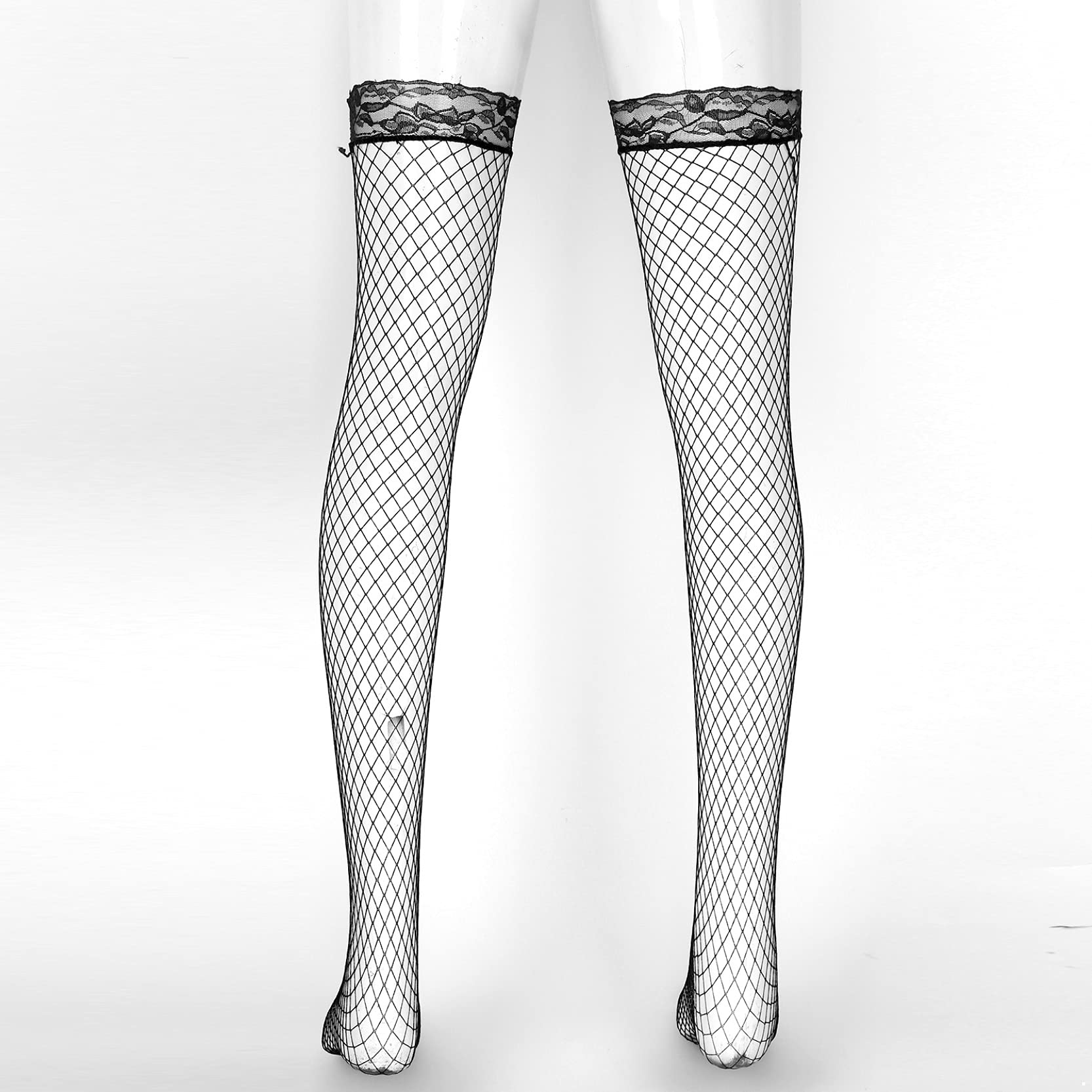 Sexy Men's Lace Fishnet Stockings - Transparent Hollow-Out Long Stockings for Crossdressing, Cosplay & Sensual Wear
