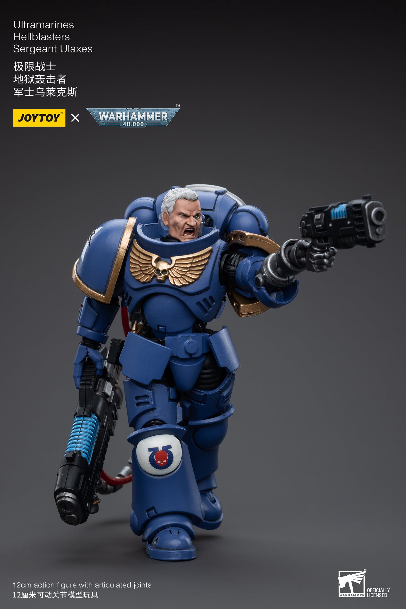 1/18 JOYTOY Warhammer 40K Ultramarines Hellblasters Sergeant Ulaxes Action Figure - Collectible Miniature for Tabletop Gaming & Display