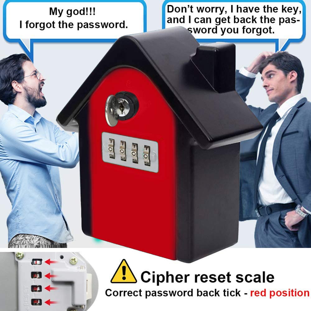 4-Digit Combination Key Lock Box - Wall Mount Zinc Alloy Key Safe for Outdoor Use | Weatherproof Resettable Code Key Storage with Mounting Kit | Perfect for House Spare Keys, Vacation Rentals & Airbnb Property Access