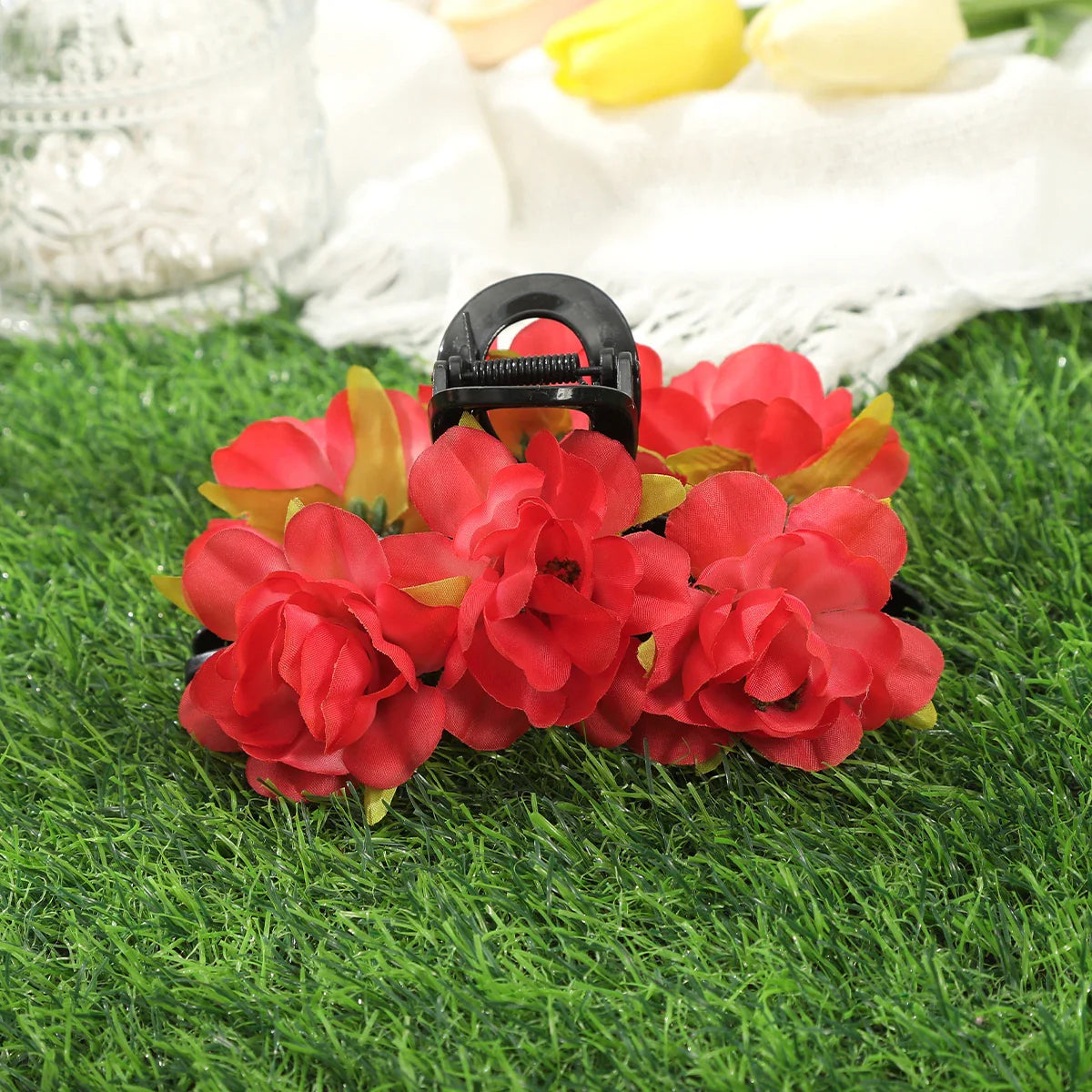 Haimeikang Large Flower Hair Clips for Women - Thick Hair Barrettes, Crab Claw Hairpins, Summer Fashion Hair Accessories for Weddings, Parties, and Everyday Wear