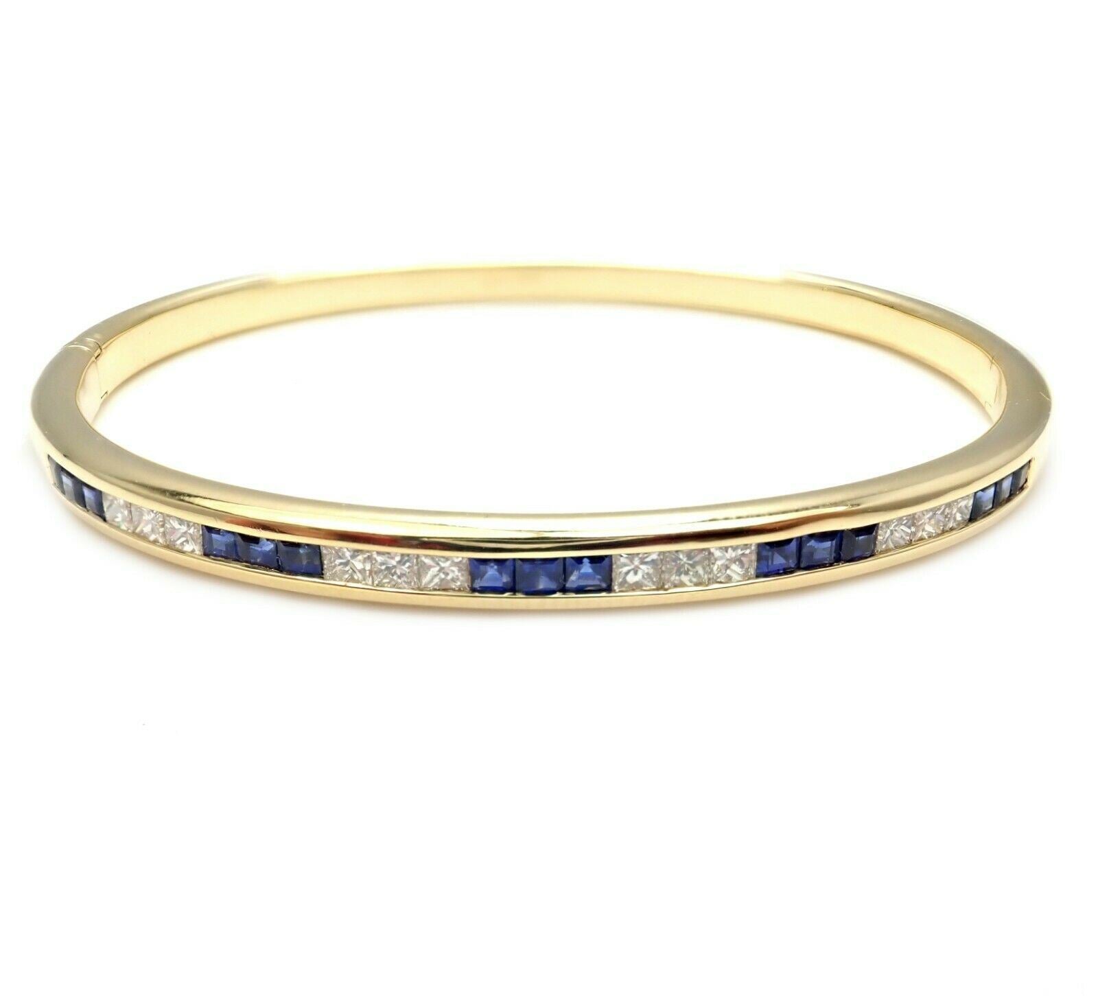 Exquisite 18k Yellow Gold Diamond & Sapphire Bangle Bracelet by Craig Drake - Luxury Jewelry for Women, Perfect for Weddings, Anniversaries & Special Occasions