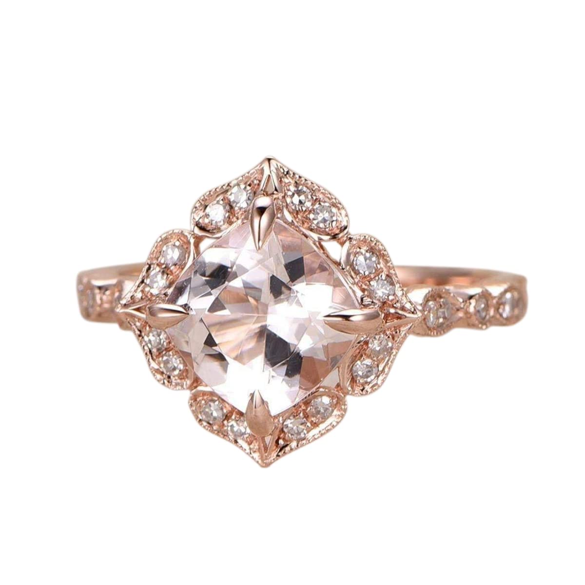 1.25 Carat Morganite & Diamond Engagement Ring for Women - 18k Gold Plated, Vintage Style, Limited Time Sale - Perfect for Proposals, Anniversaries & Special Occasions