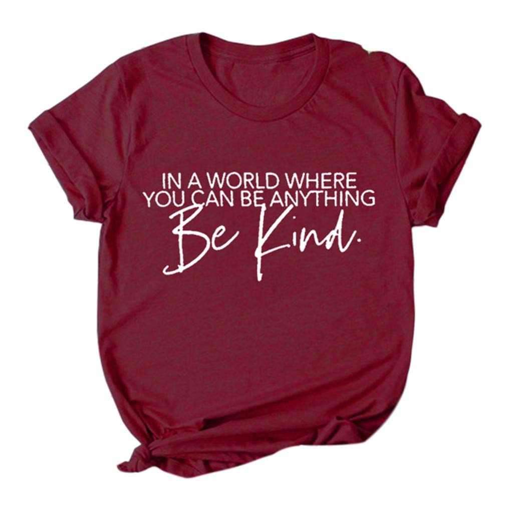 Rockia Women's Be Kind Graphic T-Shirt - Cute Funny Inspirational Short Sleeve Tee for Summer | Casual Wear, Gift Idea, Everyday Outfit
