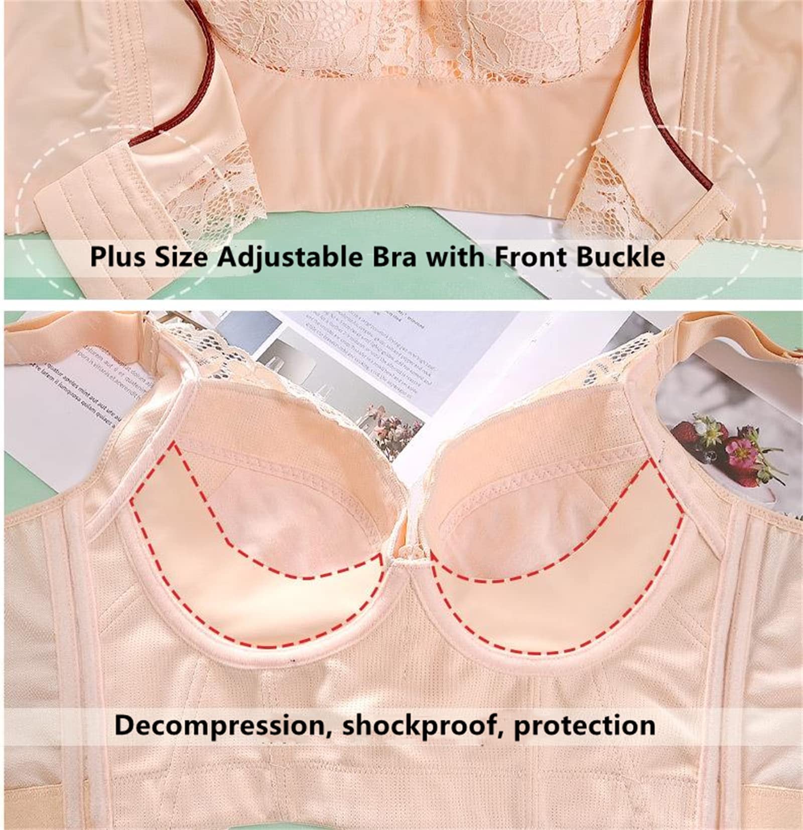 Winnie Blooms - Wireless Ultra-Supportive Double-Buckle Push Up Bra for Women | Comfortable All-Day Wear for Work, Yoga & Daily Activities