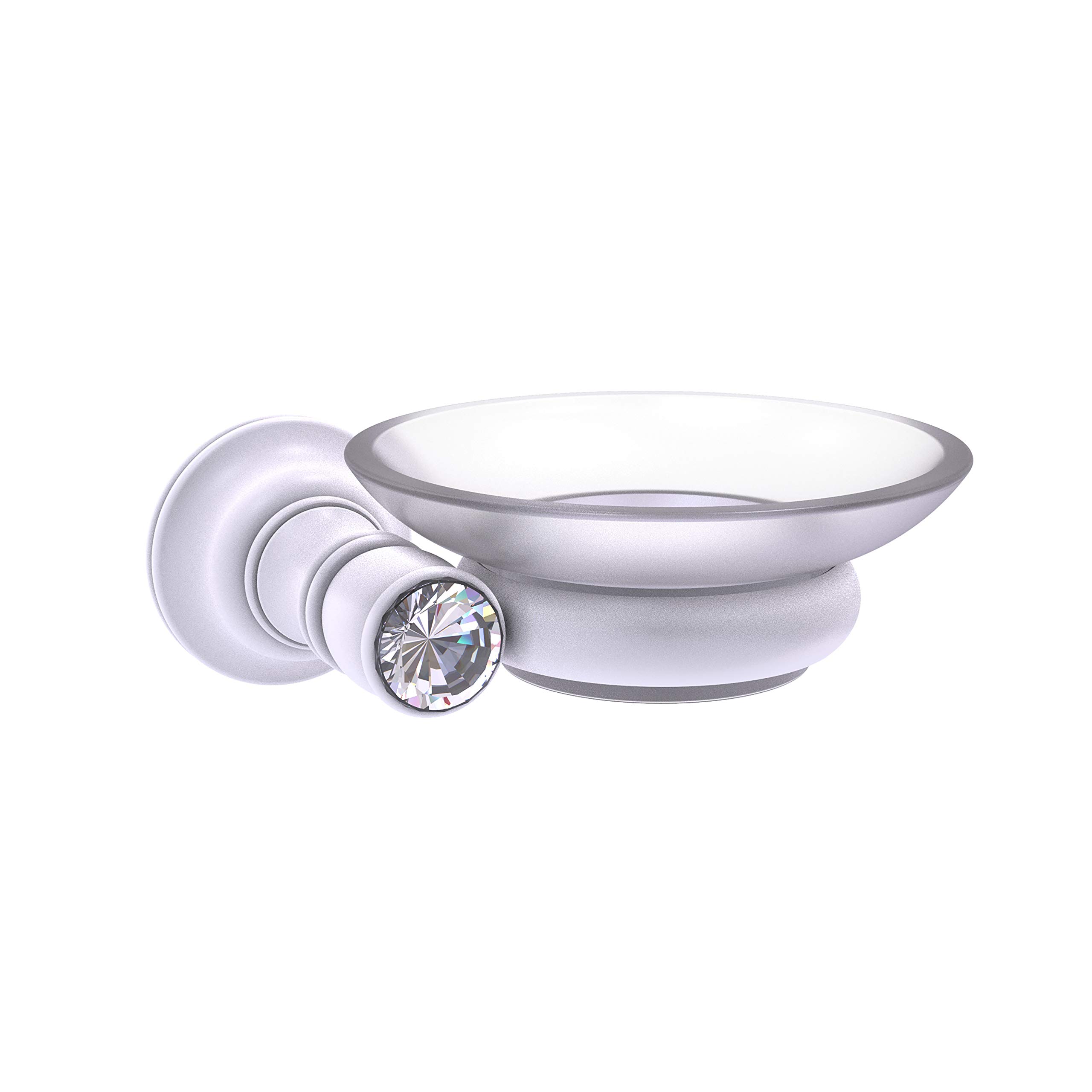 Allied Brass CC-62 Carolina Crystal Collection Wall Mounted Soap Dish in Matte White - Elegant Bathroom Organizer for Showers, Vanities & Powder Rooms