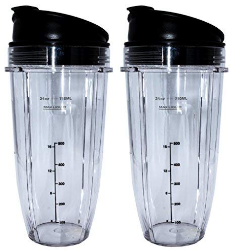 Blendin 24oz Large Tall Blender Cup with Sip N Seal Lid - Replacement Jar for Nutri Ninja Auto IQ & Duo Blenders (2 Pack) - 4