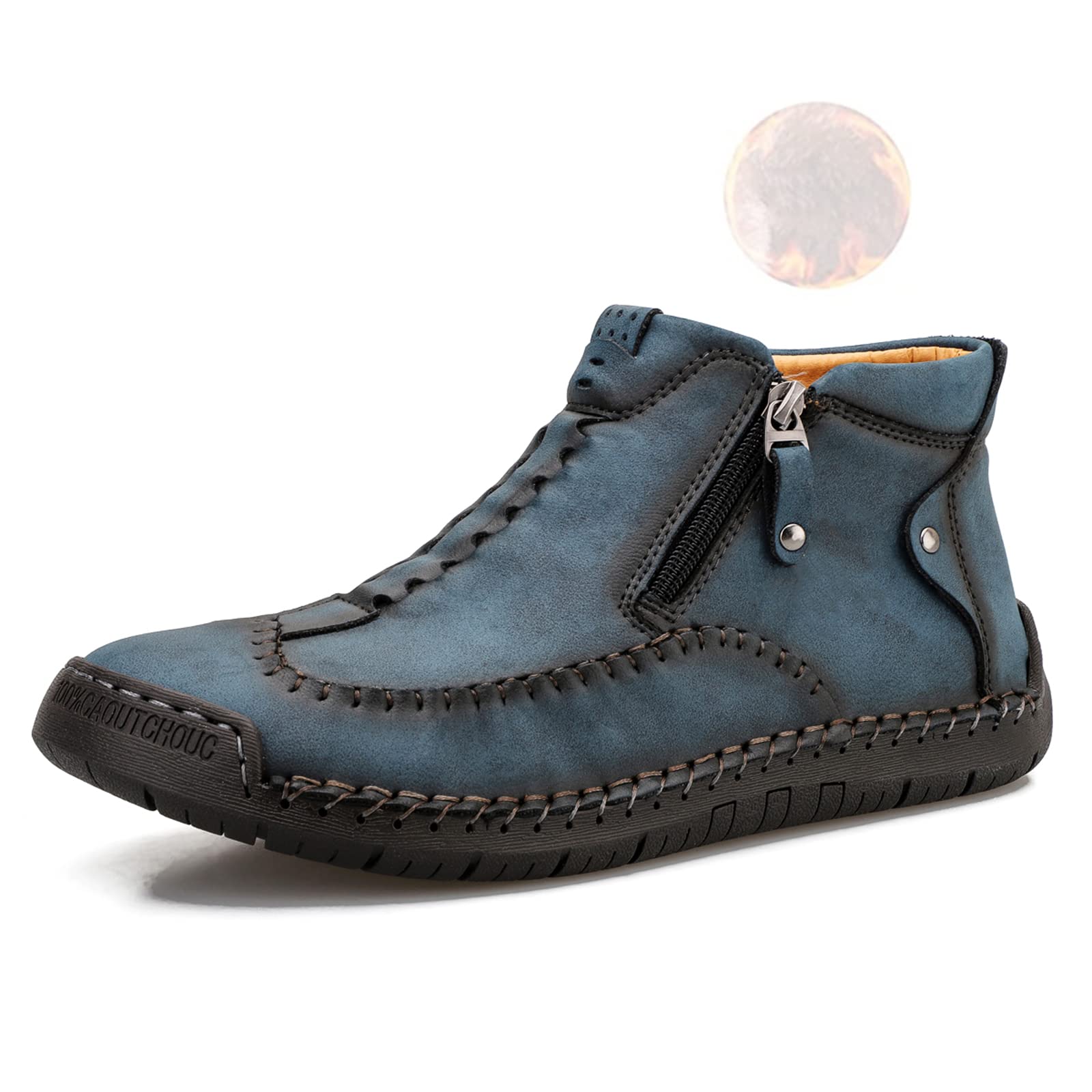 Men's Leather Chukka Ankle Boots - Winter Warm Fur Lined Casual Oxford Shoes for Hiking & Outdoor Activities (US 6.5-12) - Perfect for Daily Wear, Office & Winter Adventures