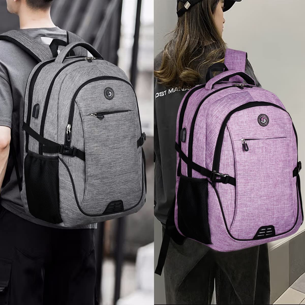 Shradoo Anti-Theft Laptop Backpack with USB Charging Port - Water-Resistant Travel Backpack for Men & Women, College Student Backpack Fits 17 Inch Laptop (Purple) - Perfect for Work, School, Business Trips & Airplane Travel