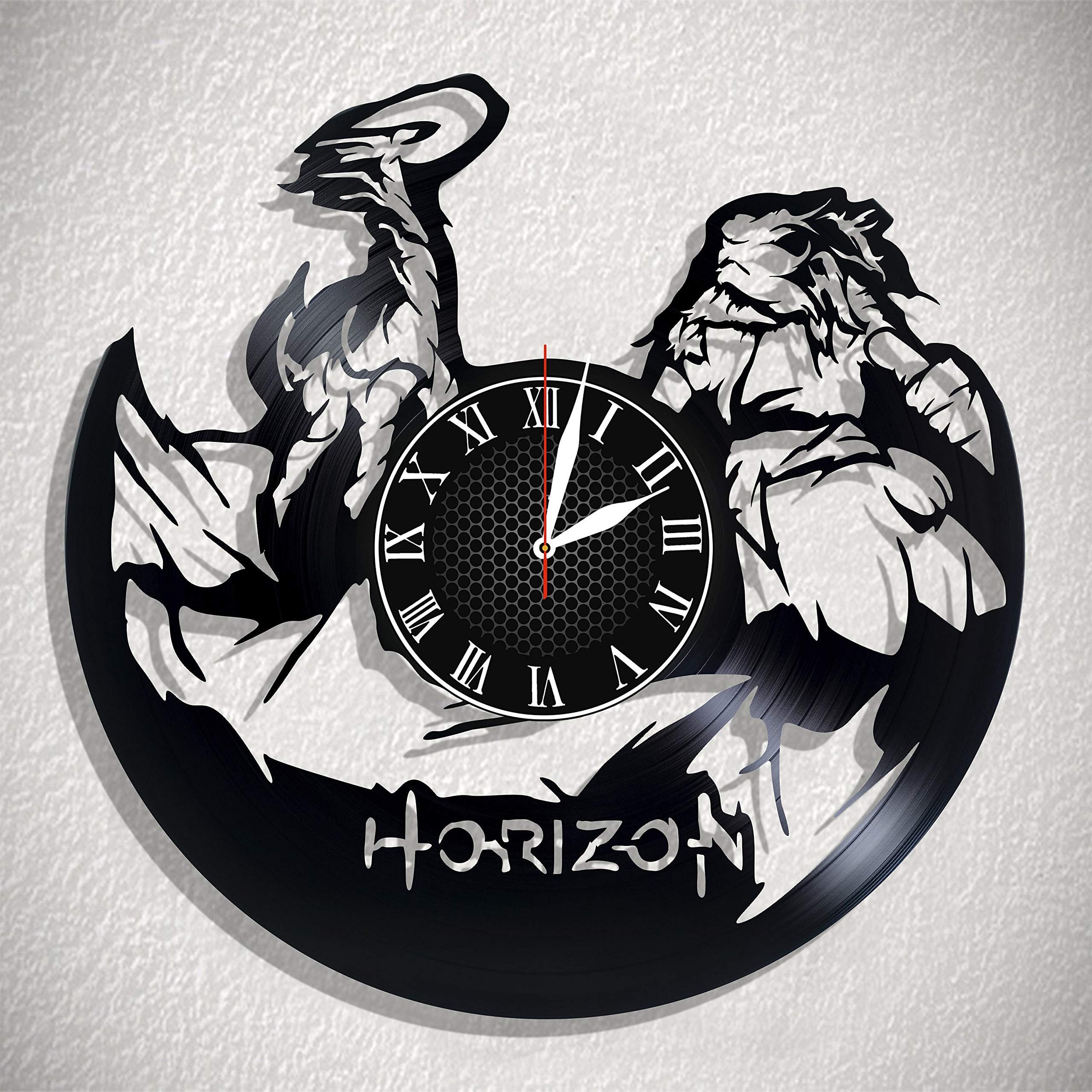 Horizon Zero Dawn Vinyl Record Wall Clock - Handmade Decor for Kitchen, Office & Bedroom - Unique Video Game Wall Art - Perfect for Gaming Room & Collector's Display