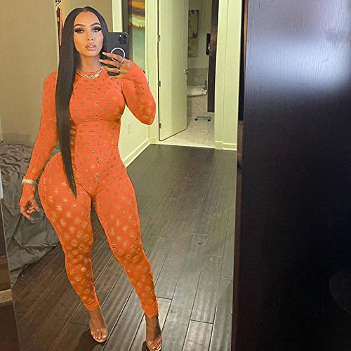 Sexy Women's Club Outfits - Long Sleeve One Piece Jumpsuit Bodysuit with Bodycon Leggings | Perfect for Nightclubs, Parties & Date Nights