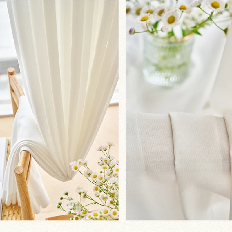Anna White Polyester Blackout Curtains - Scratch Resistant & Light Filtering Custom Window Treatments for Living Room, Bedroom & Nursery