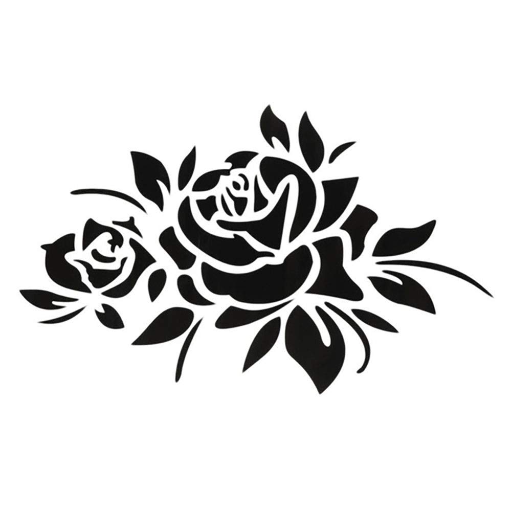 OCUhome Rose Flower Car Stickers - Black Reflective Decals for Sports Cars, Vehicle Body & Window Decor - Perfect for Car Enthusiasts & Customization Lovers