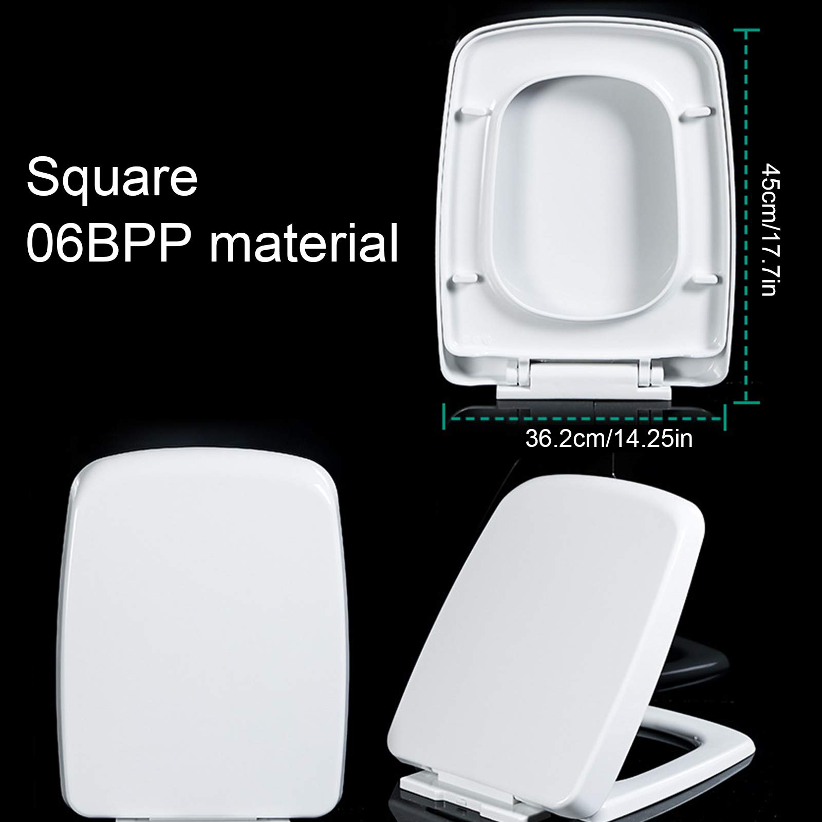 Keebgyy Quiet Close Toilet Seat - Thickened PP Material, Easy to Clean & Detachable, Fits All Standard Toilet Bowls (White) - Perfect for Modern Bathrooms & Home Renovation Projects