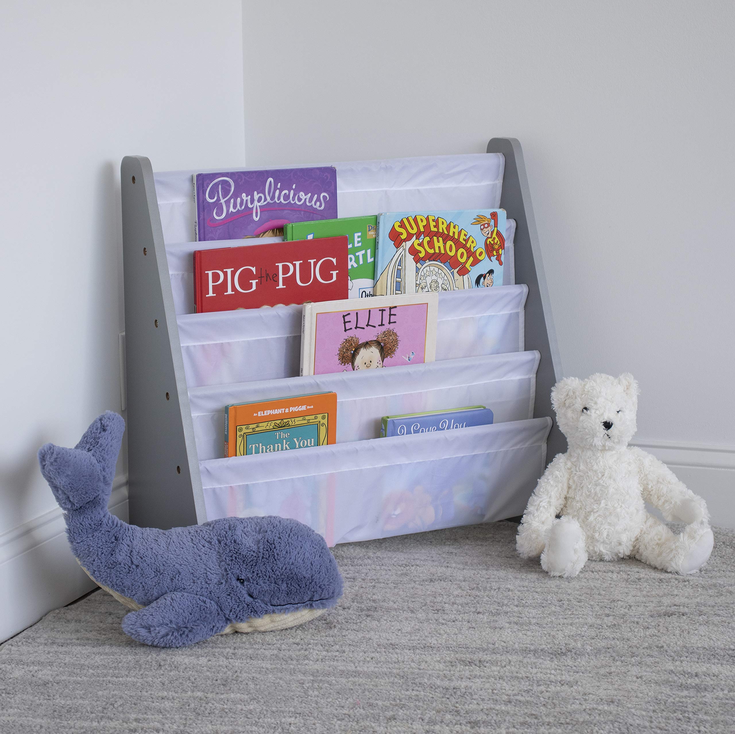 Humble Crew Supersized Wood Toy Storage Organizer & Kids Book Rack - Extra Large Grey/White Bookshelf for Nursery, Playroom & Kids Bedroom Organization