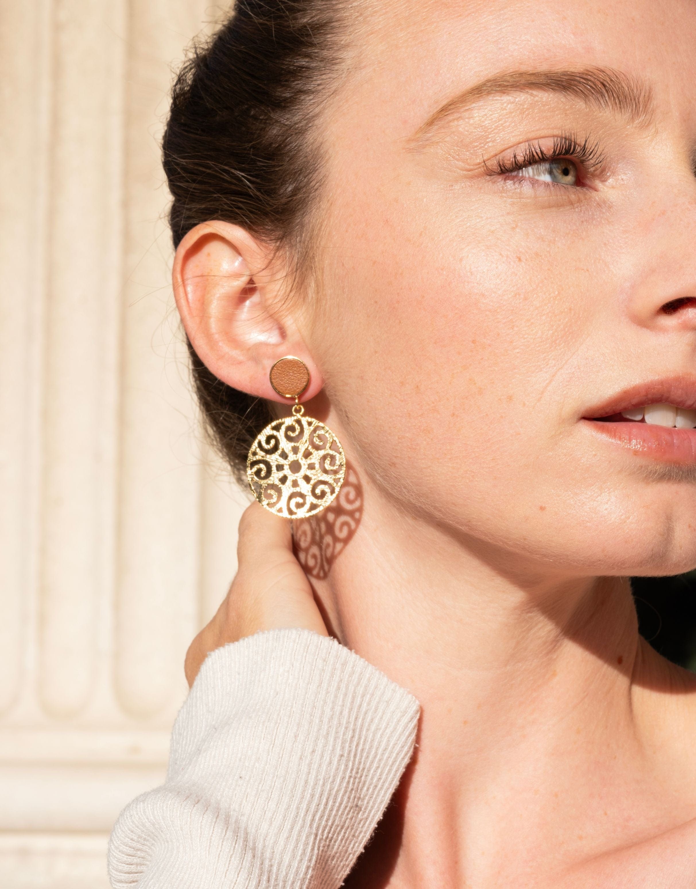 24K Gold Plated Stud Earrings for Women - Elegant Camel & Gold Hoop Earrings | Perfect for Daily Wear, Parties & Gifts