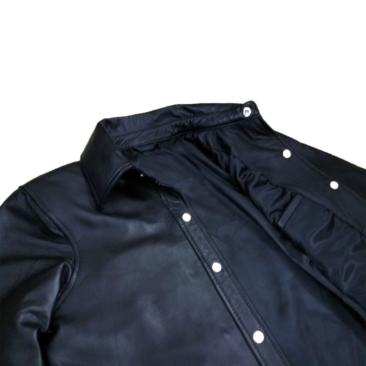 Premium Men's Real Sheep Leather Long Sleeve Shirt - BLUF Gay Collection | Stylish & Durable Leather Shirt for Casual Wear, Night Out & Fashion Events