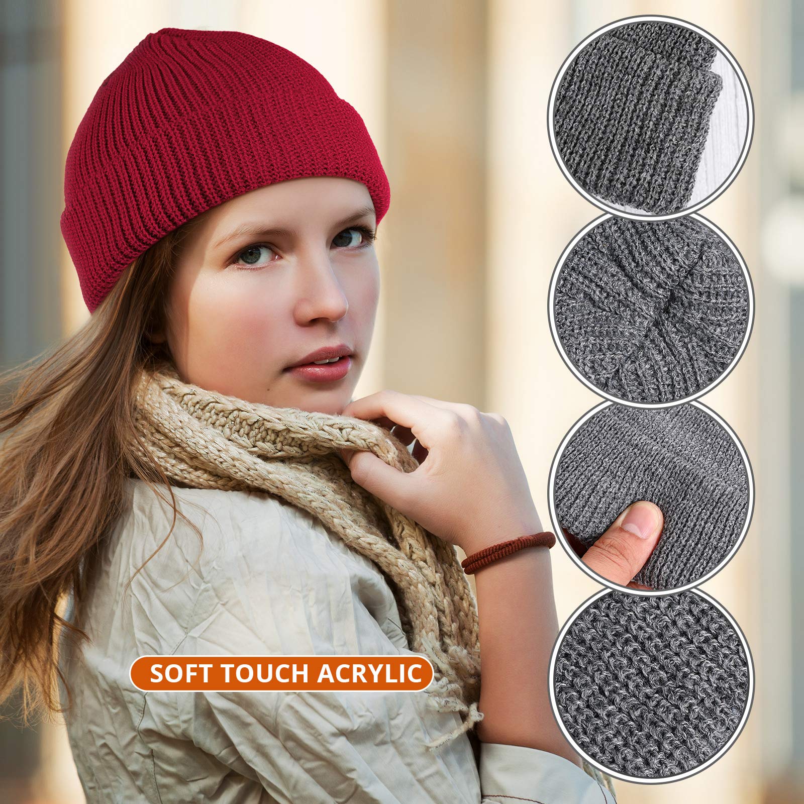 Geyoga 12 Pack Unisex Fisherman Beanie Hats - Warm Knit Cuff Skull Cap with Roll-Up Edge for Men & Women - Perfect for Winter Outdoor Activities, Fishing, Hiking and Casual Wear