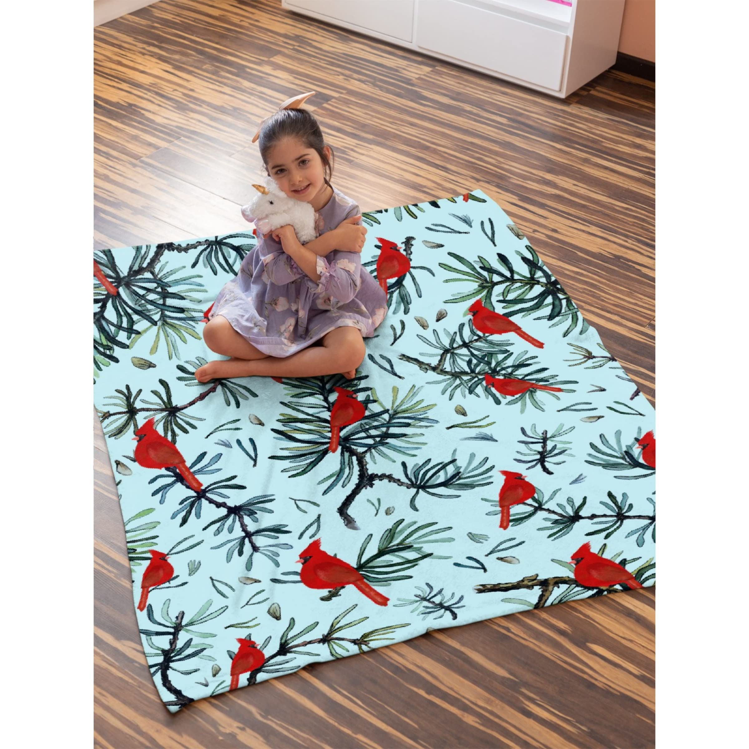 Darani Christmas Cardinals Birds Flannel Throw Blanket - Super Soft, Cozy & Lightweight, 120x90 Inches Extra Large - Perfect for Family Beds, Sofas & Holiday Decor