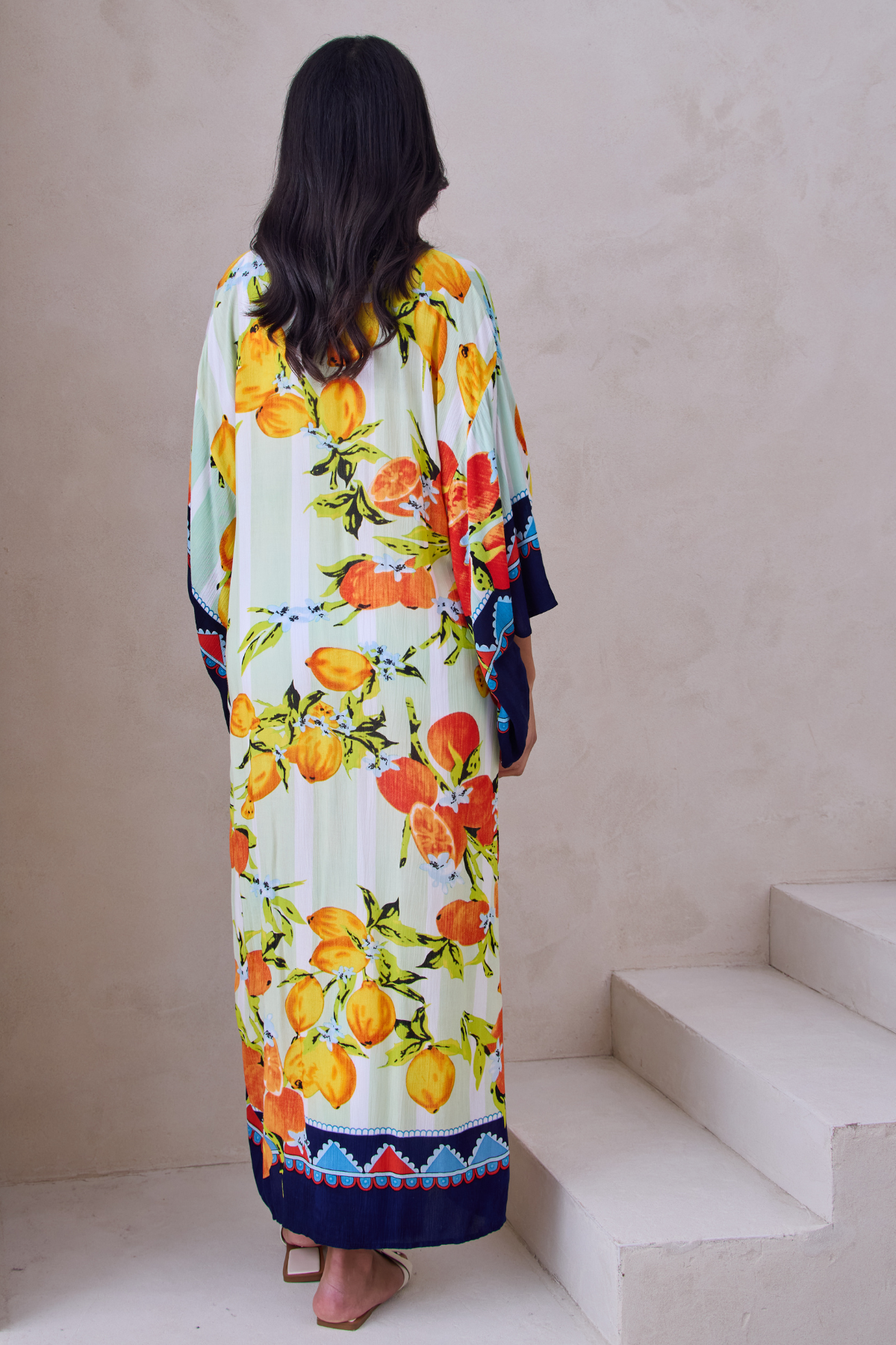 Stylish Citrus Print Kimono Long Sleeve Cover Up - Lightweight Summer Beachwear for Women - Perfect for Beach, Pool, and Vacation Outfits