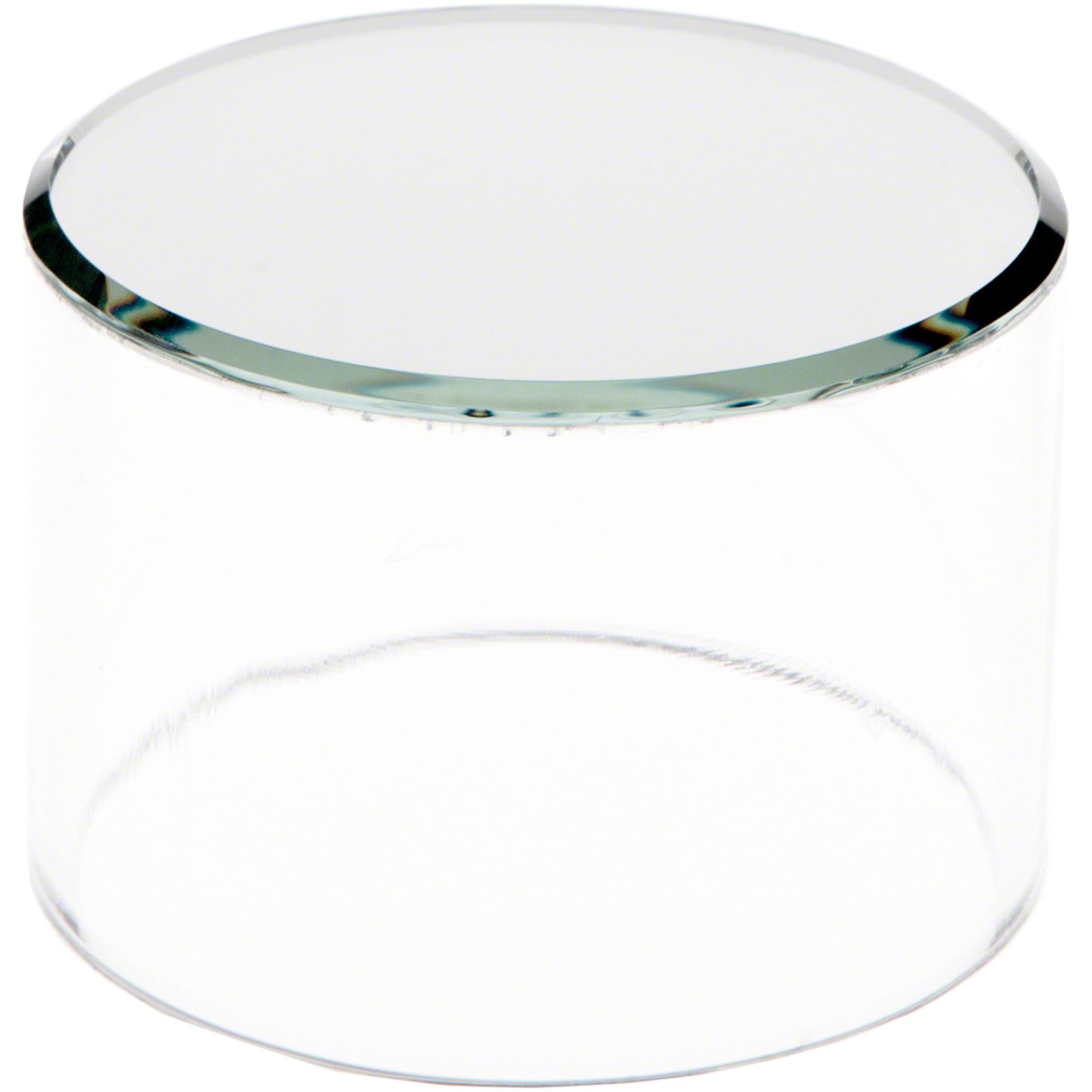 Plymor 12-Pack Clear Acrylic Cylinder Display Risers with Mirror Top - 2 Inch Height x 3 Inch Diameter - Perfect for Retail Displays, Jewelry Showcases & Cosmetic Counter Organization