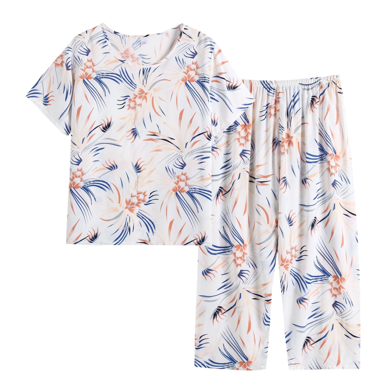 LEHOZIHEQ Women's Summer 2-Piece Outfit Set - Short Sleeve Shirt & Wide Leg Pants Lounge Wear | Casual Matching Sets for Home, Vacation & Street Style
