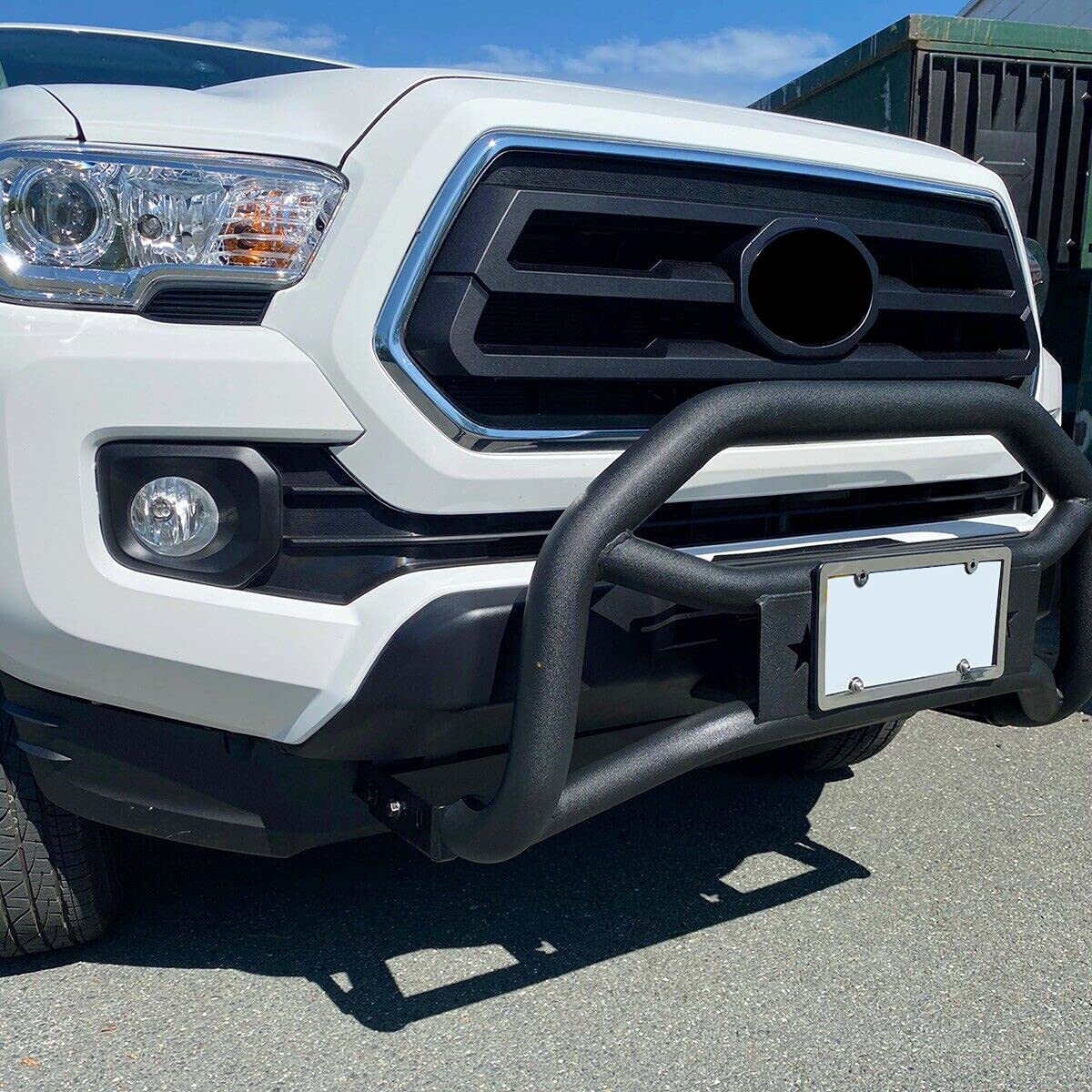 ECOTRIC Heavy Duty Front Bull Bar for 2005-2023 Toyota Tacoma - Black Textured Powder Coated Steel Bumper Brush Guard | Off-Road Protection & Enhanced Truck Styling