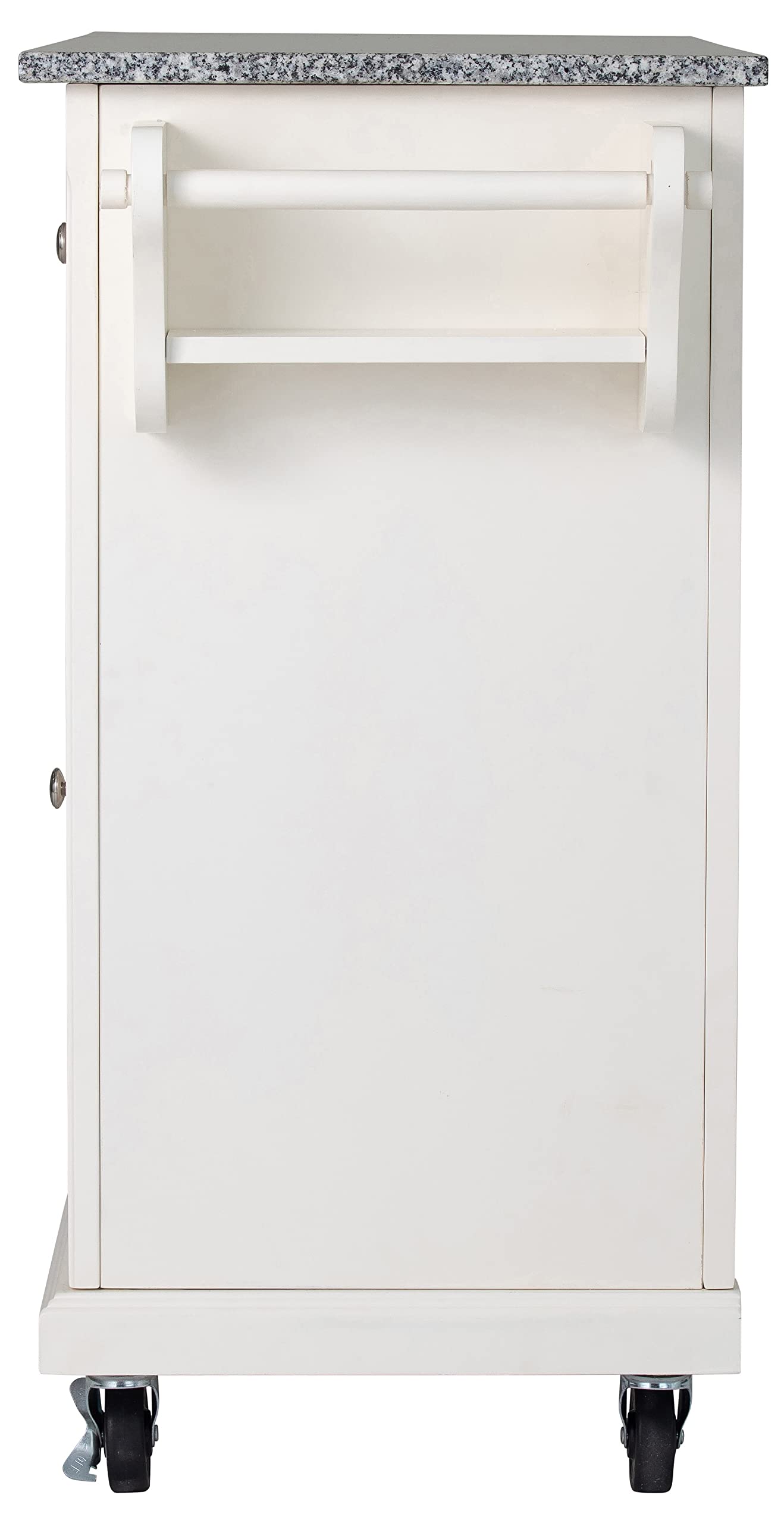 Glenwillow Antique White Kitchen Cart with Grey Granite Top - Mobile Kitchen Island with Storage for Small Spaces, Perfect for Dining Room, Apartment or RV Use