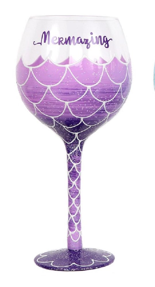 Hand Painted Mermaid Wine Glass - Unique Purple Mermaid Design for Wine Lovers - Perfect for Parties, Gifts & Home Decor