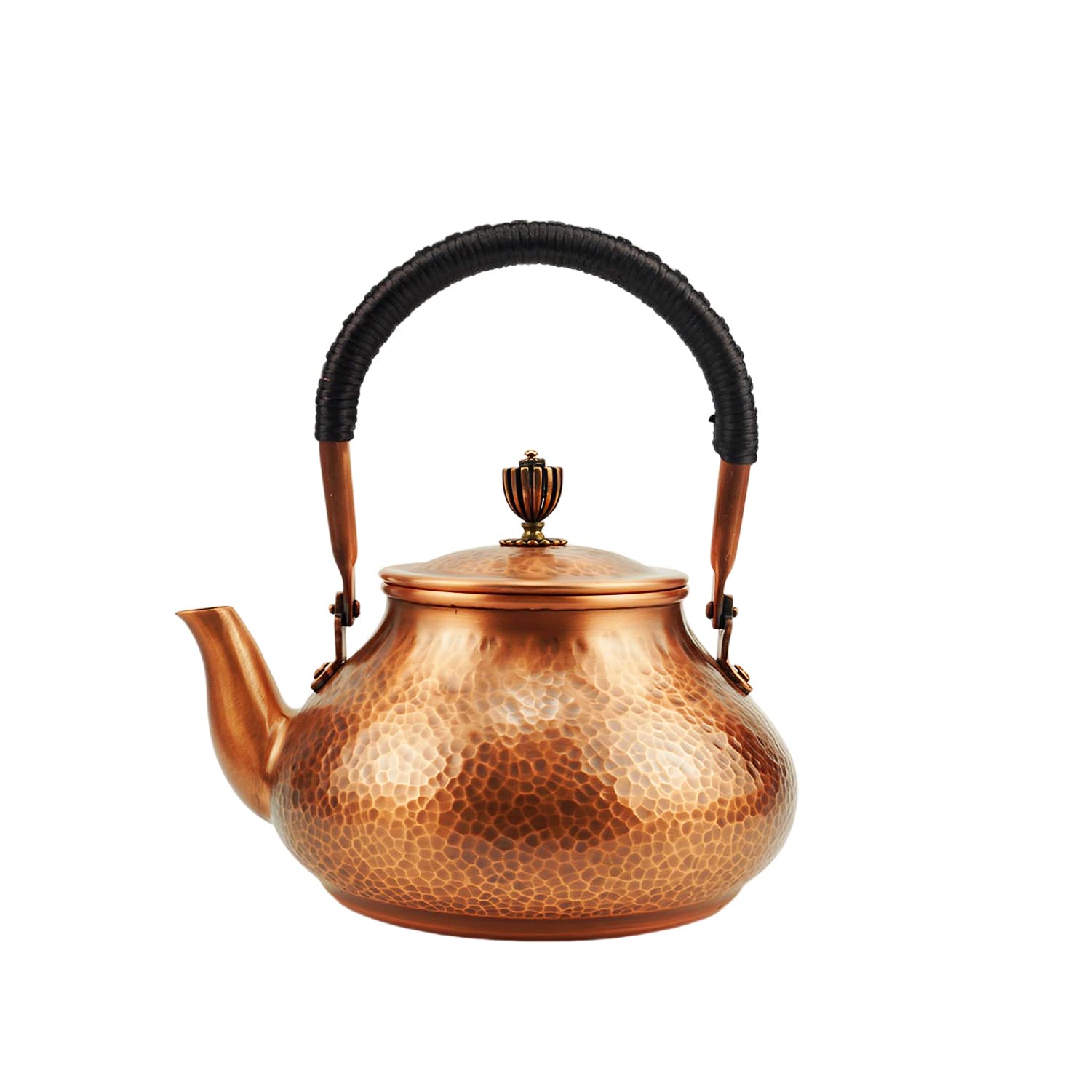 Handmade Solid Copper Tea Pot Kettle - 1300ml Hammered Stovetop Teapot for Gas & Electric Stoves - Pure Copper Teapot for Loose Leaf Tea, Chai & Herbal Brewing - Perfect for Home, Office & Tea Ceremonies