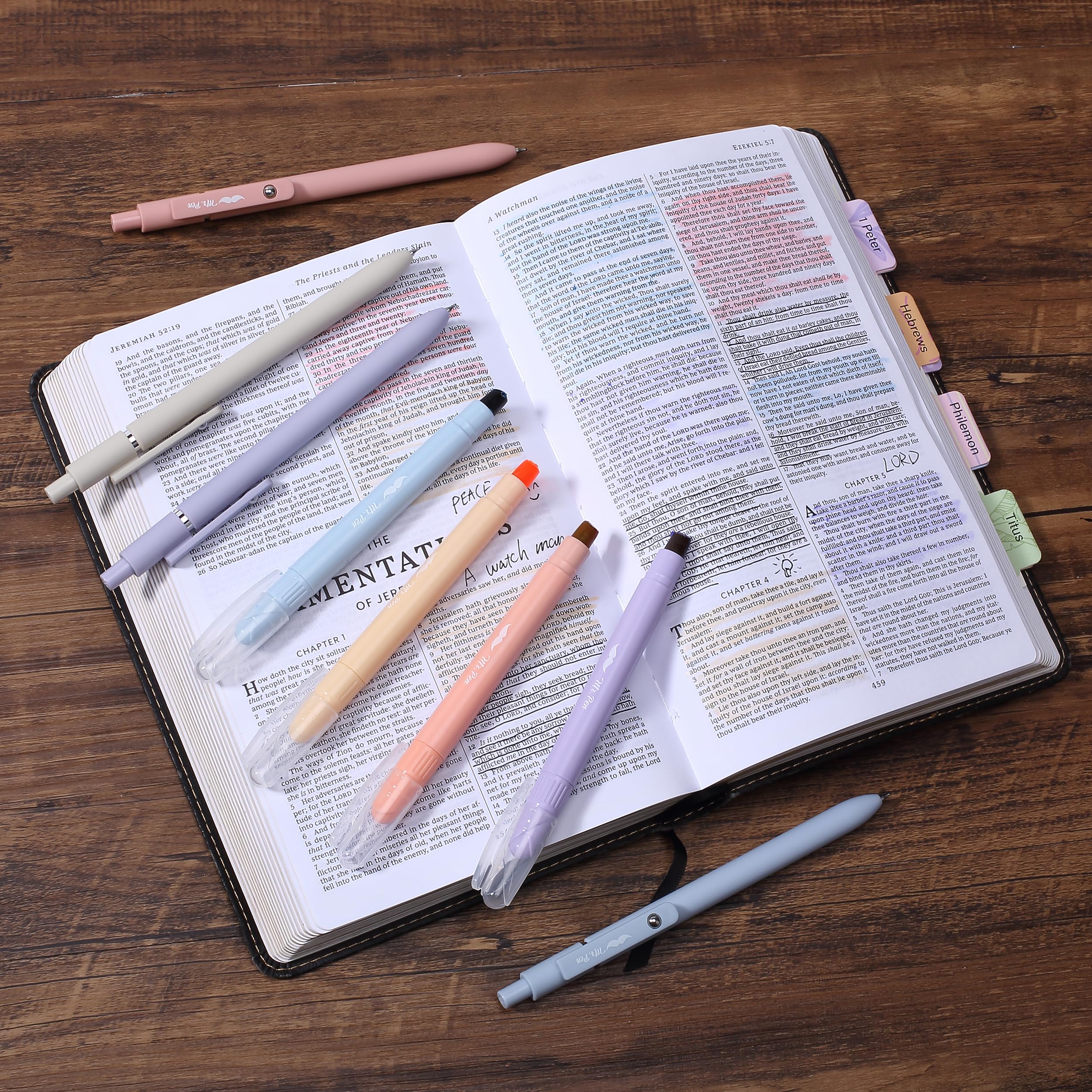 Mr. Pen- 8 Pack Pastel Gel Highlighters & Pens, No Bleed Through, Bible Journaling & Note Taking Kit for Students, Office & Church Use